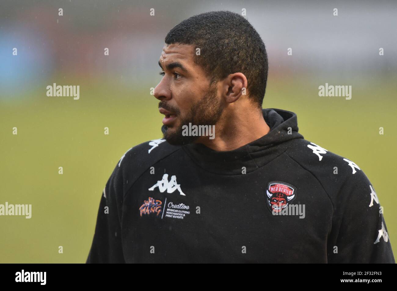 Eccles, Royaume-Uni. 14 mars 2021. Kallum Watkins (3) de Salford Red Devils pendant l'échauffement à Eccles, Royaume-Uni, le 3/14/2021. (Photo de Richard long/News Images/Sipa USA) crédit: SIPA USA/Alay Live News Banque D'Images