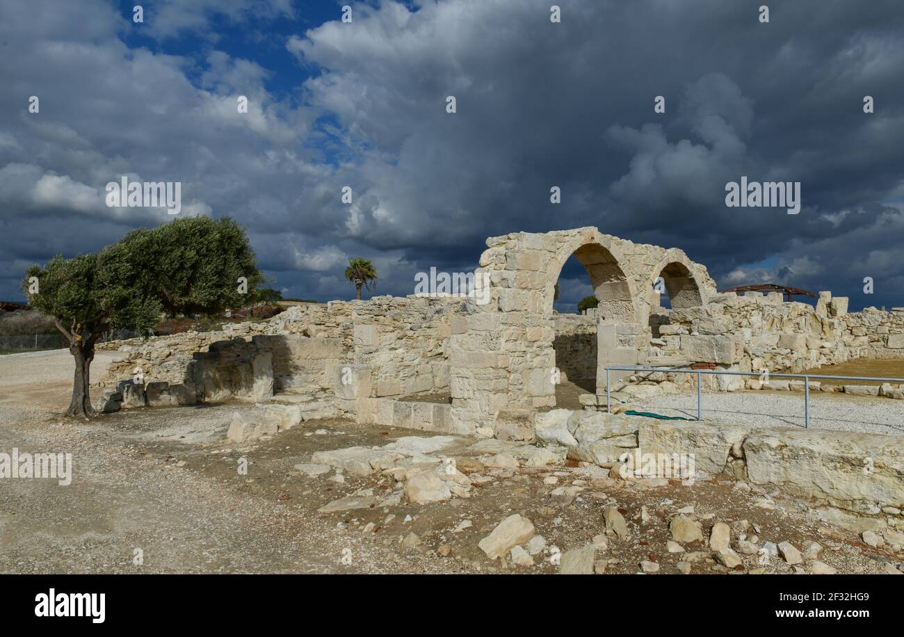 Basilique épiscopale, site d'excavation, Kourion, Chypre Banque D'Images
