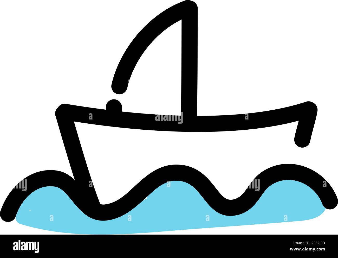 Bateau dans une rivière, illustration, vecteur sur fond blanc Illustration de Vecteur