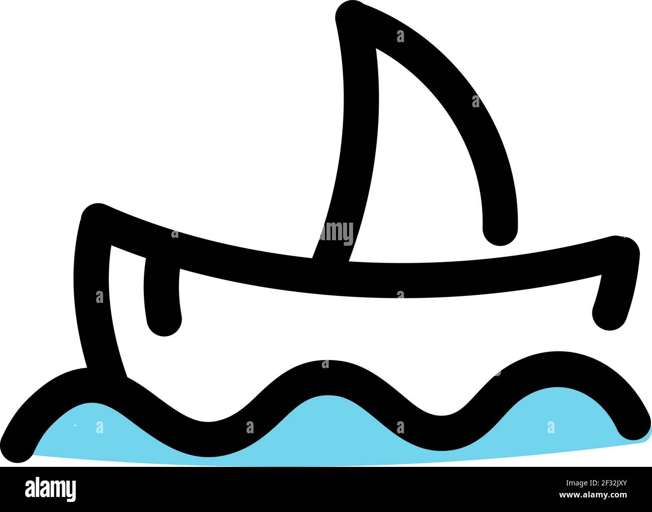 Petit bateau sur une eau, illustration, vecteur sur fond blanc Illustration de Vecteur