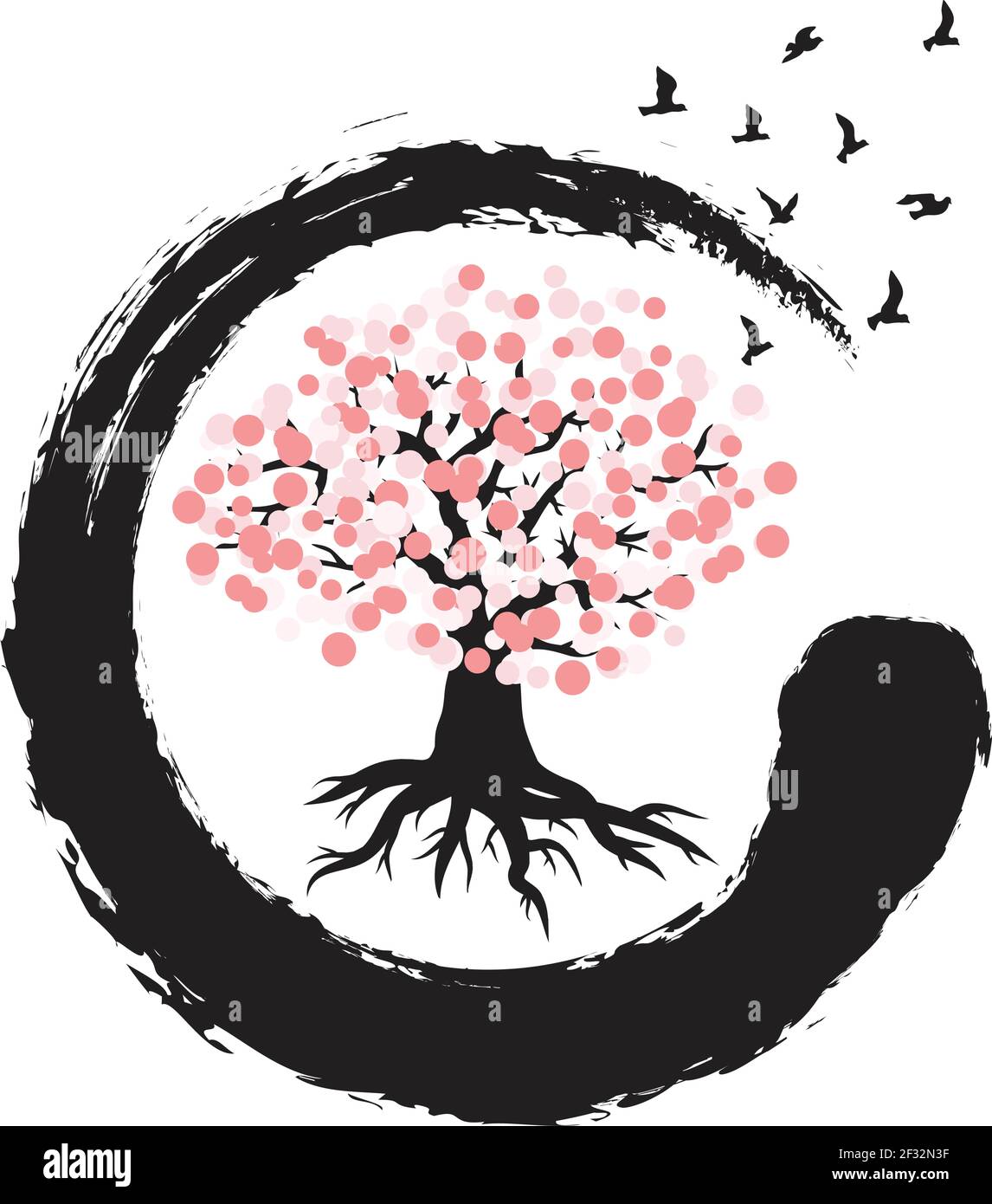 arbre zen de printemps, vecteur Illustration de Vecteur