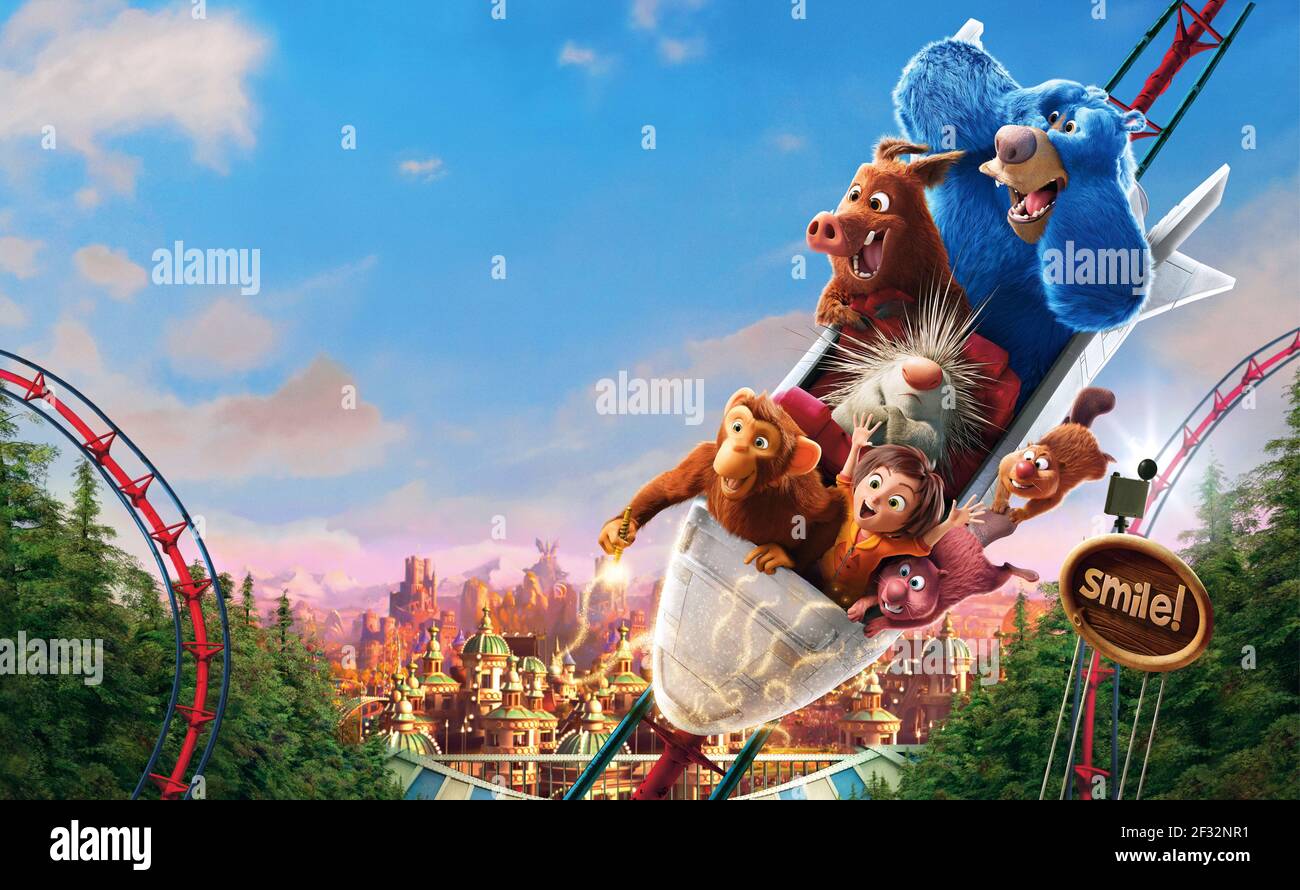 GRETA,STEVE,BOOMER,JUNE,ARACHIDE,GUS,COOPER, WONDER PARK, 2019, ©PARAMOUNT ANIMATION Banque D'Images