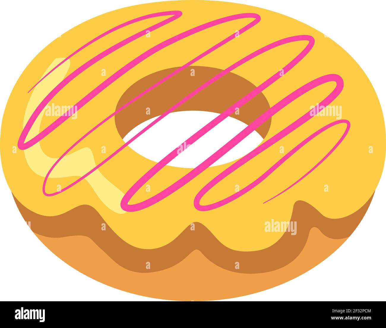 Beignet à la crème vanille et à la crème rose, illustration, vecteur sur fond blanc Illustration de Vecteur