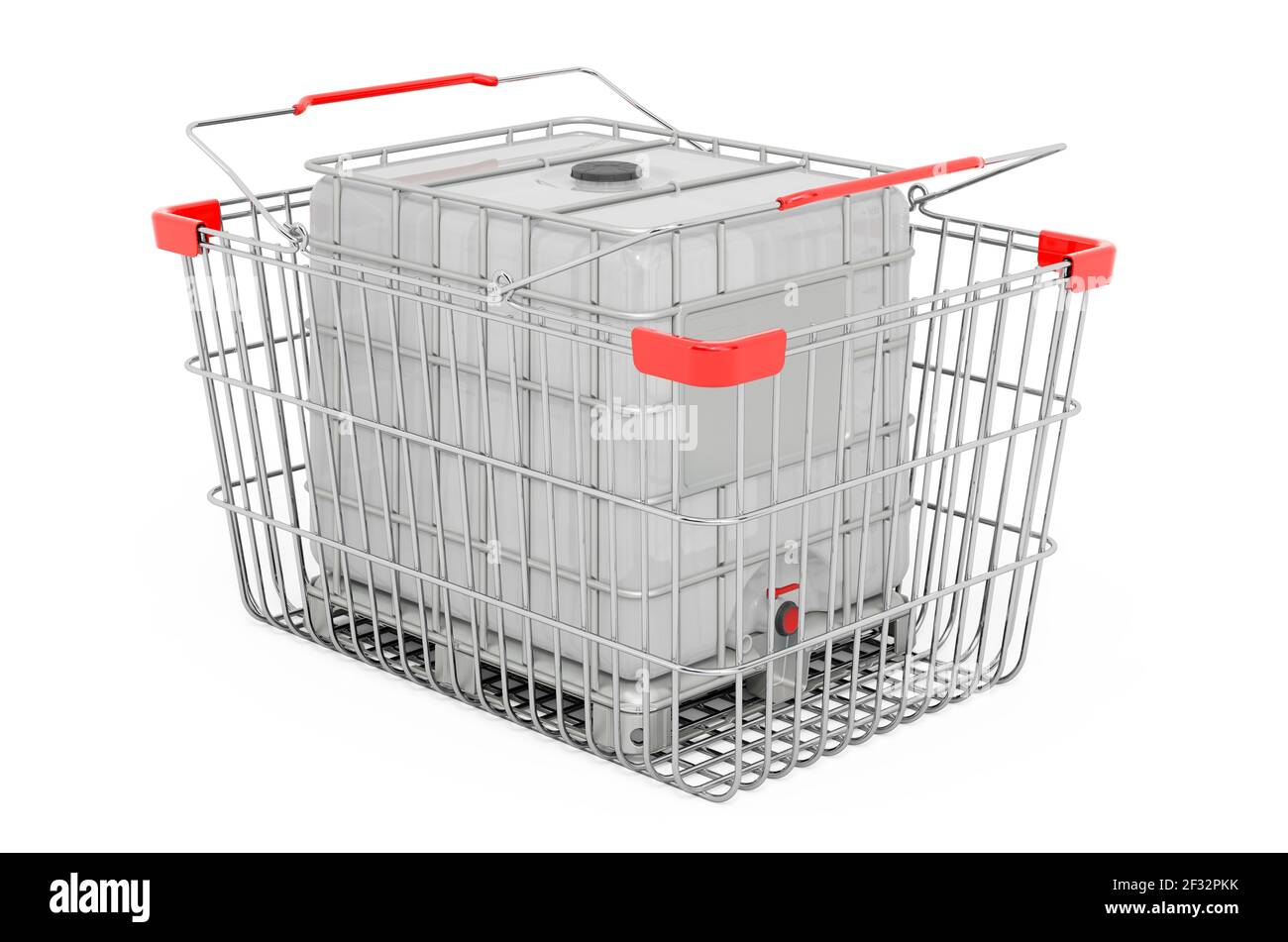 Panier avec conteneur en vrac intermédiaire, rendu 3D isolé sur fond blanc Banque D'Images