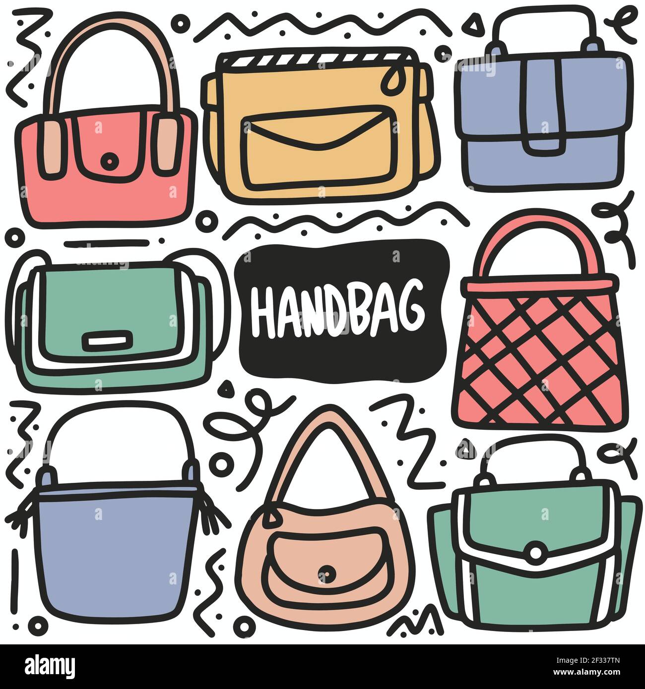 ensemble de dessin de sac à main doodle Image Vectorielle Stock - Alamy