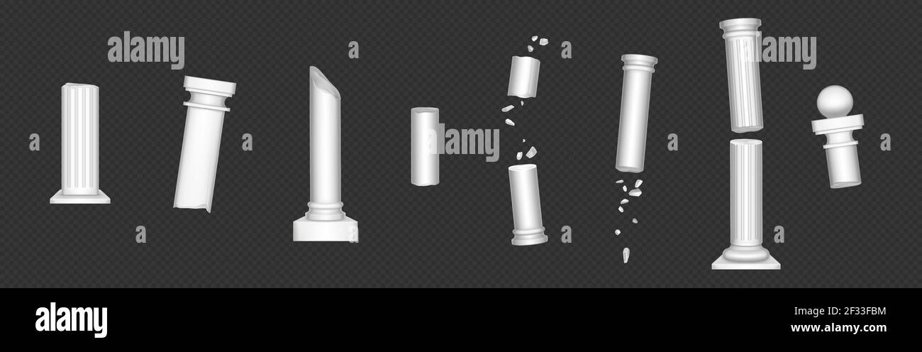 Colonnes romaines anciennes, piliers en marbre cassé Illustration de Vecteur