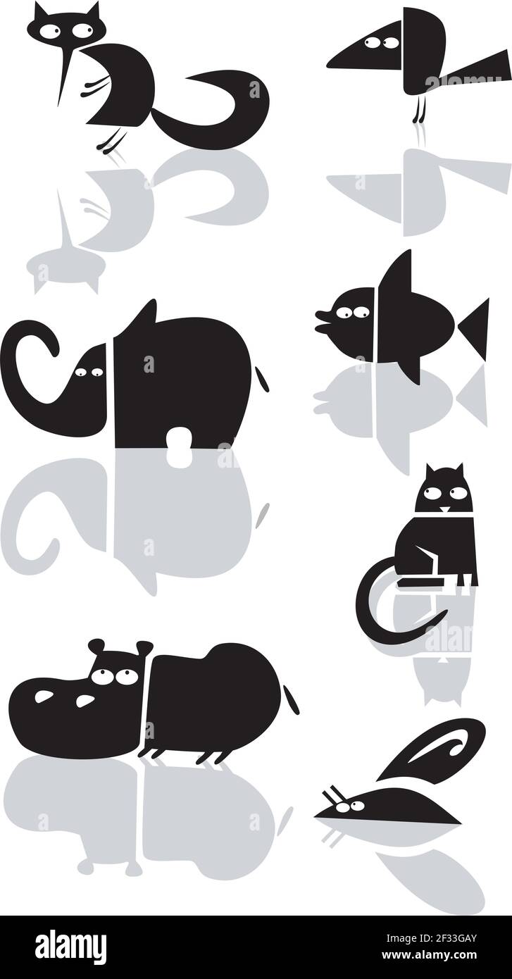Ensemble d'animaux amusants de dessin animé vectoriel Illustration de Vecteur