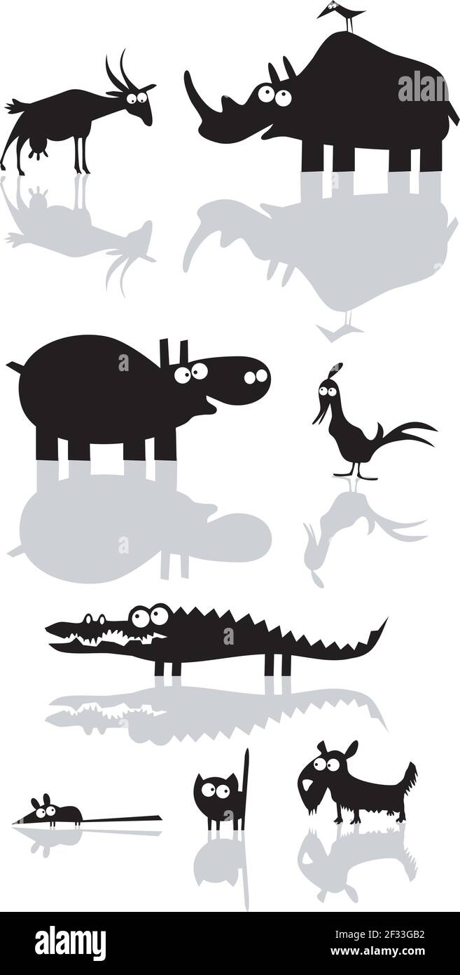 Ensemble d'animaux amusants de dessin animé vectoriel Illustration de Vecteur