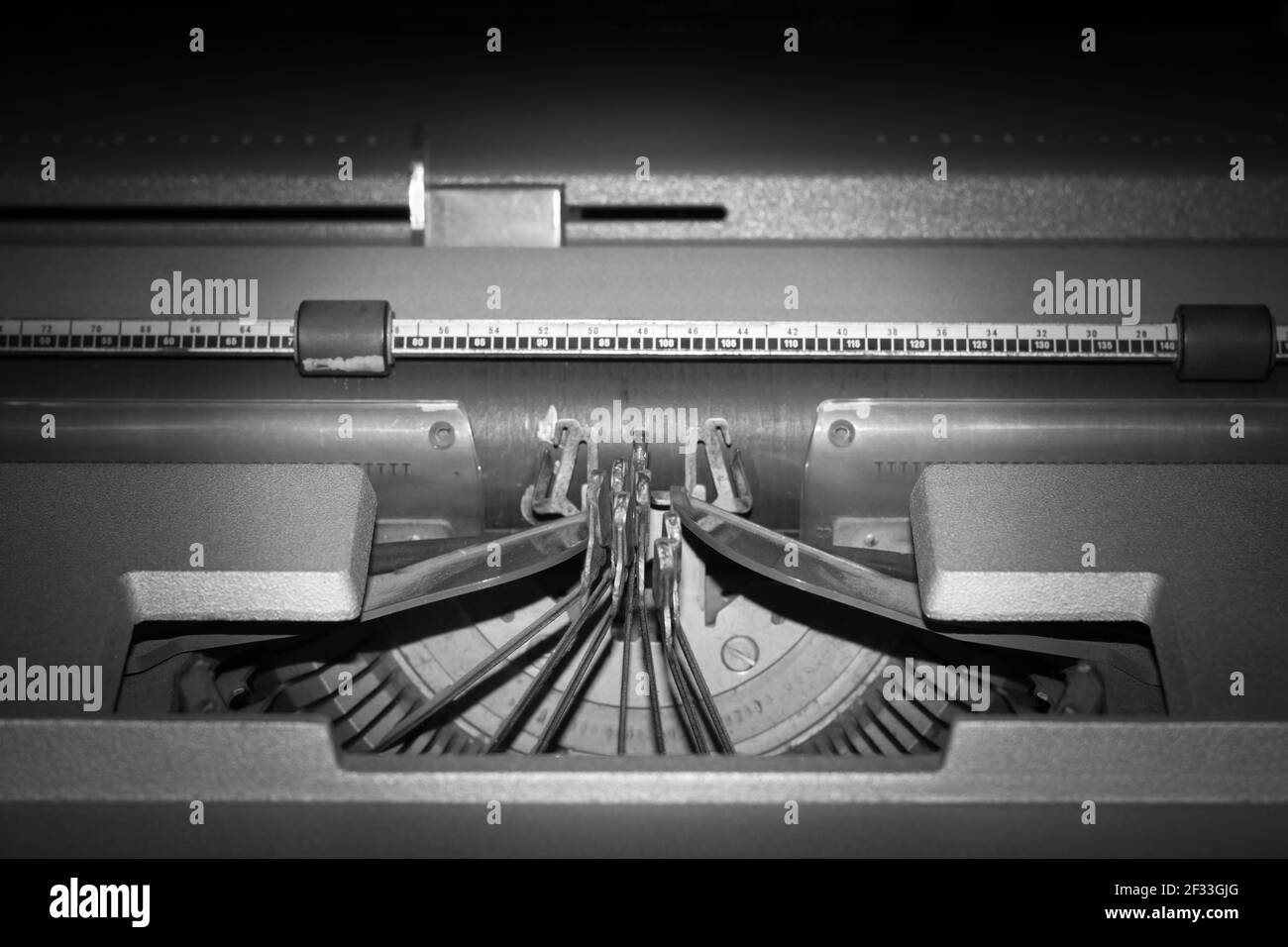 Gros plan sur l'ancienne machine à écrire, sans papier Banque D'Images