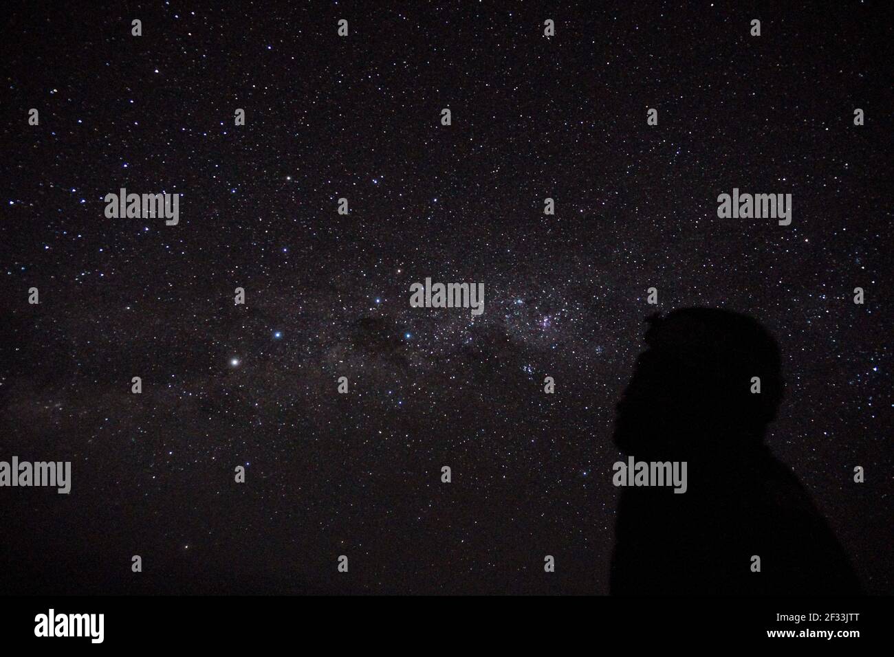 Bali. 15 mars 2021. Photo prise le 15 mars 2021 montre un homme debout dans la nuit étoilée pendant le jour de Nyepi, ou le jour du silence, à Denpasar, Bali, Indonésie. Nyepi marque le jour du nouvel an du calendrier des Saka balinais en Indonésie. Pendant ces fêtes publiques, les habitants de la région se consacrent au jeûne et à la méditation, tout en s'abstenant des pratiques telles que l'éclairage des feux, le travail, les voyages et les divertissements. Credit: Bisinglasi/Xinhua/Alamy Live News Banque D'Images