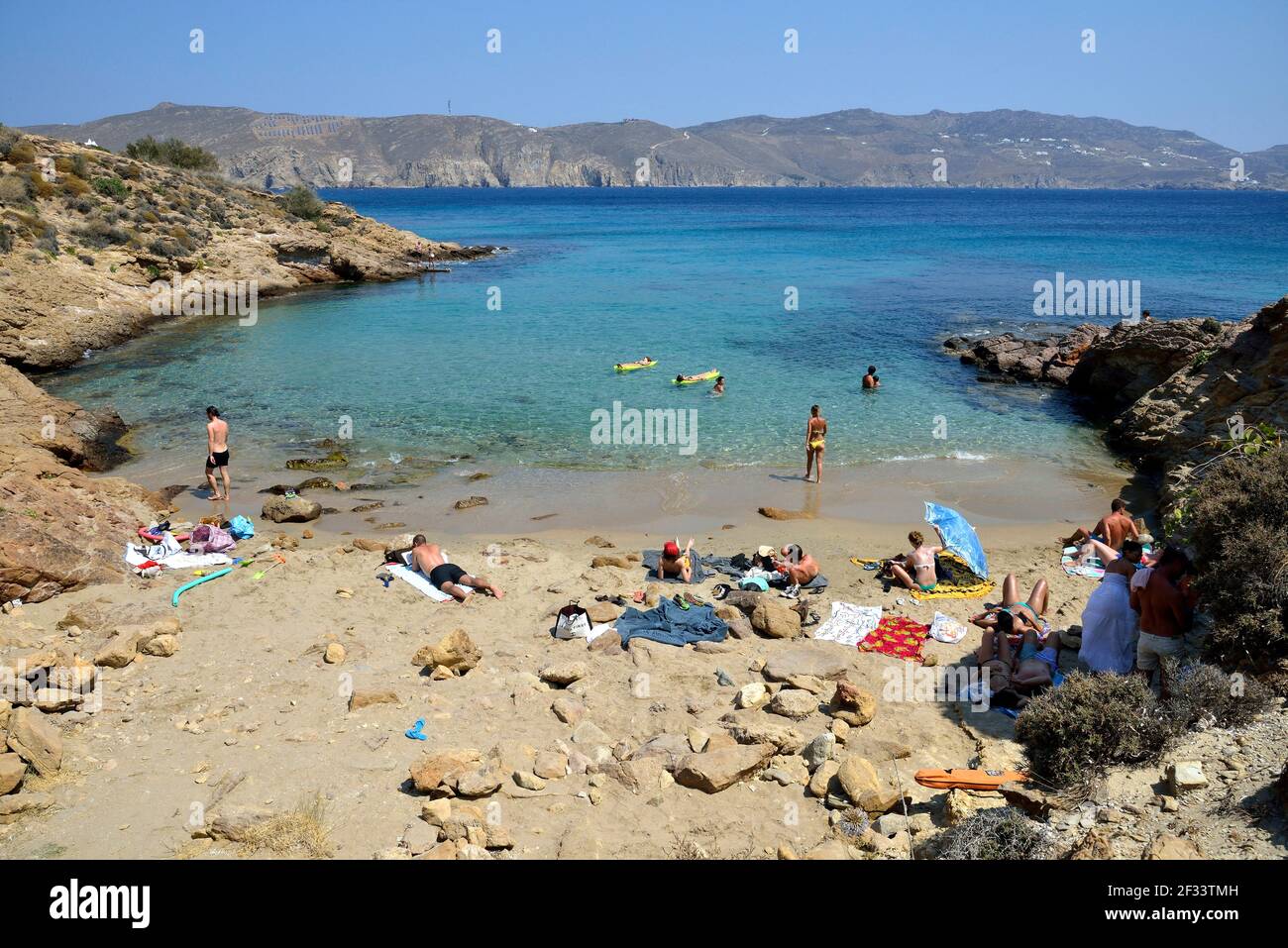 Géographie / Voyage, Grèce, plage à Agios Sóstis, Mykonos, Cyclades, Europe, droits-supplémentaires-déstockage-Info-non-disponible Banque D'Images