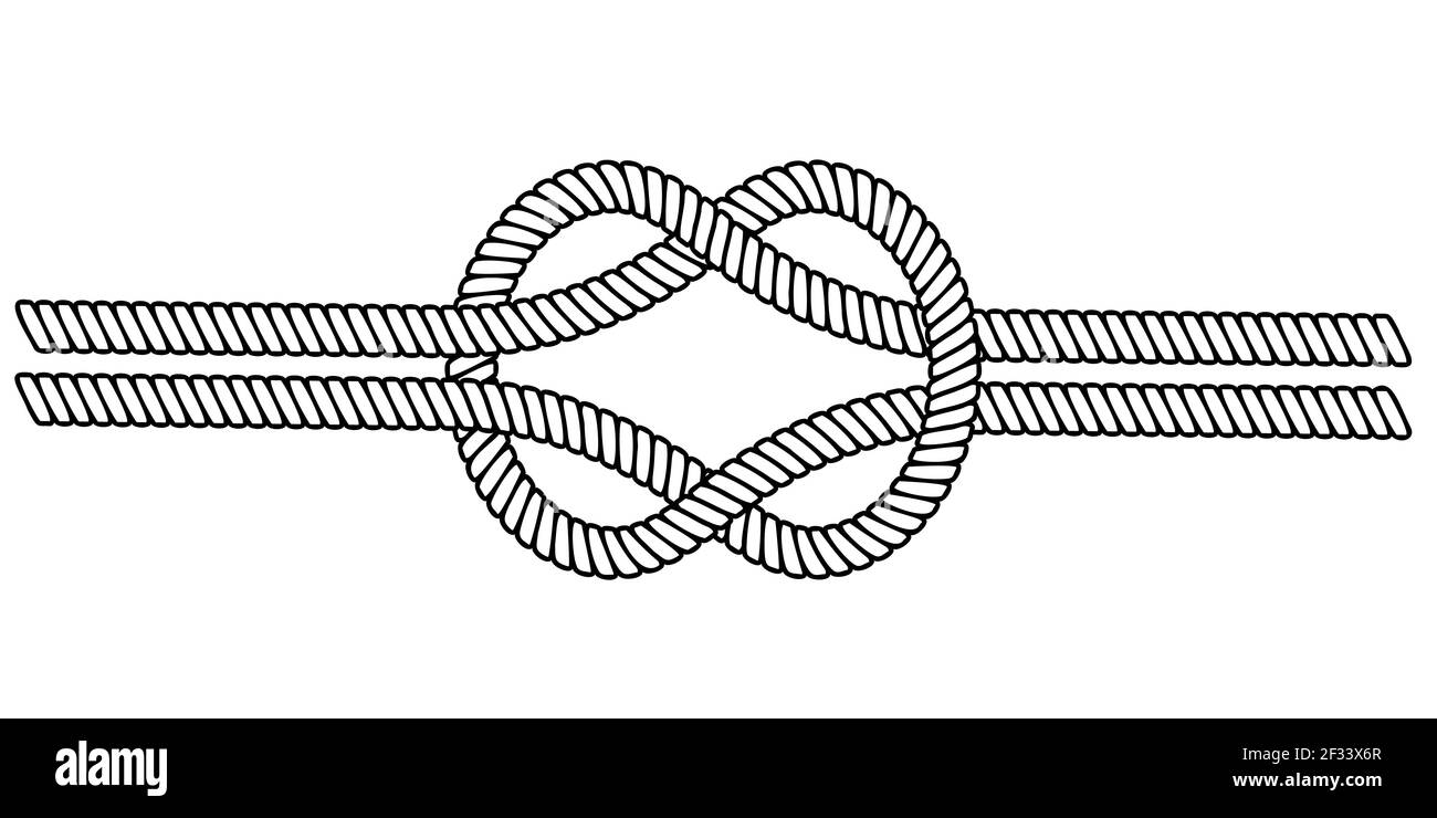 Double nœud de mer de câble de corde, vecteur double nœud de corde macrame, le concept de liaison et de relation étroite Illustration de Vecteur