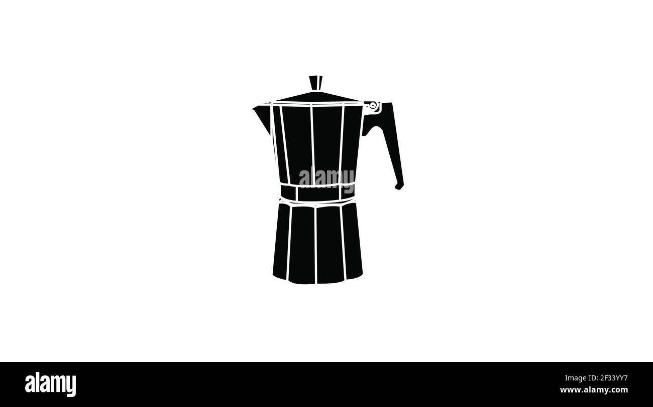 Illustration vectorielle isolée noir et blanc d'une icône de cafetière classique. Icône café Illustration de Vecteur