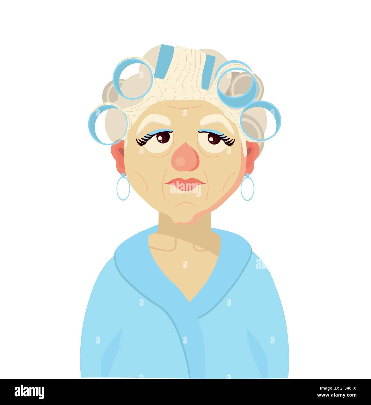 Une femme âgée dans une robe de chambre et des curlers. Vêtements pour la  maison. Grand-mère. Illustration vectorielle Image Vectorielle Stock - Alamy
