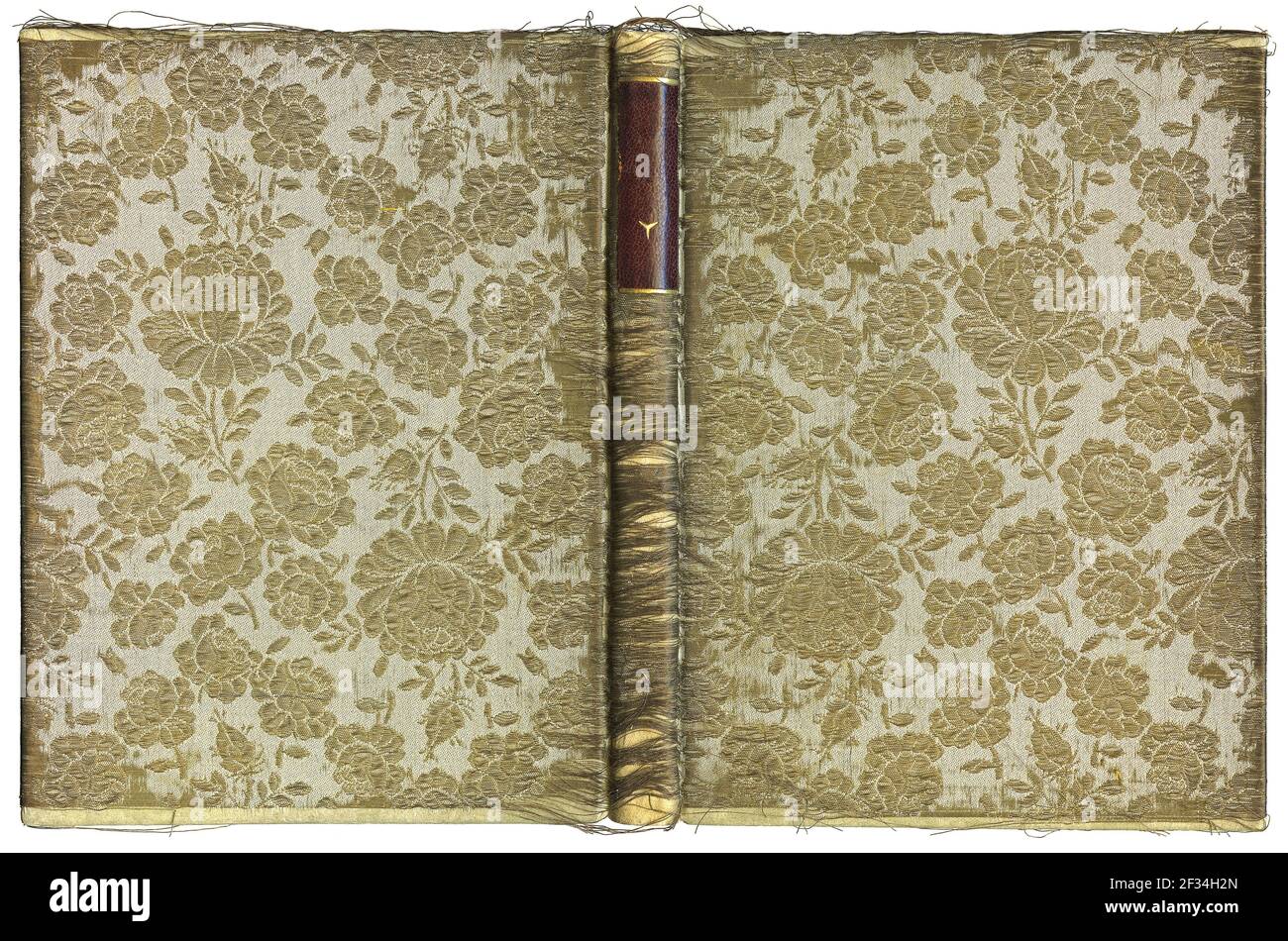 Couverture de livre ouverte vintage avec roses - motif floral - tissu  intéressant brodé avec fil d'or - vers 1905 Photo Stock - Alamy