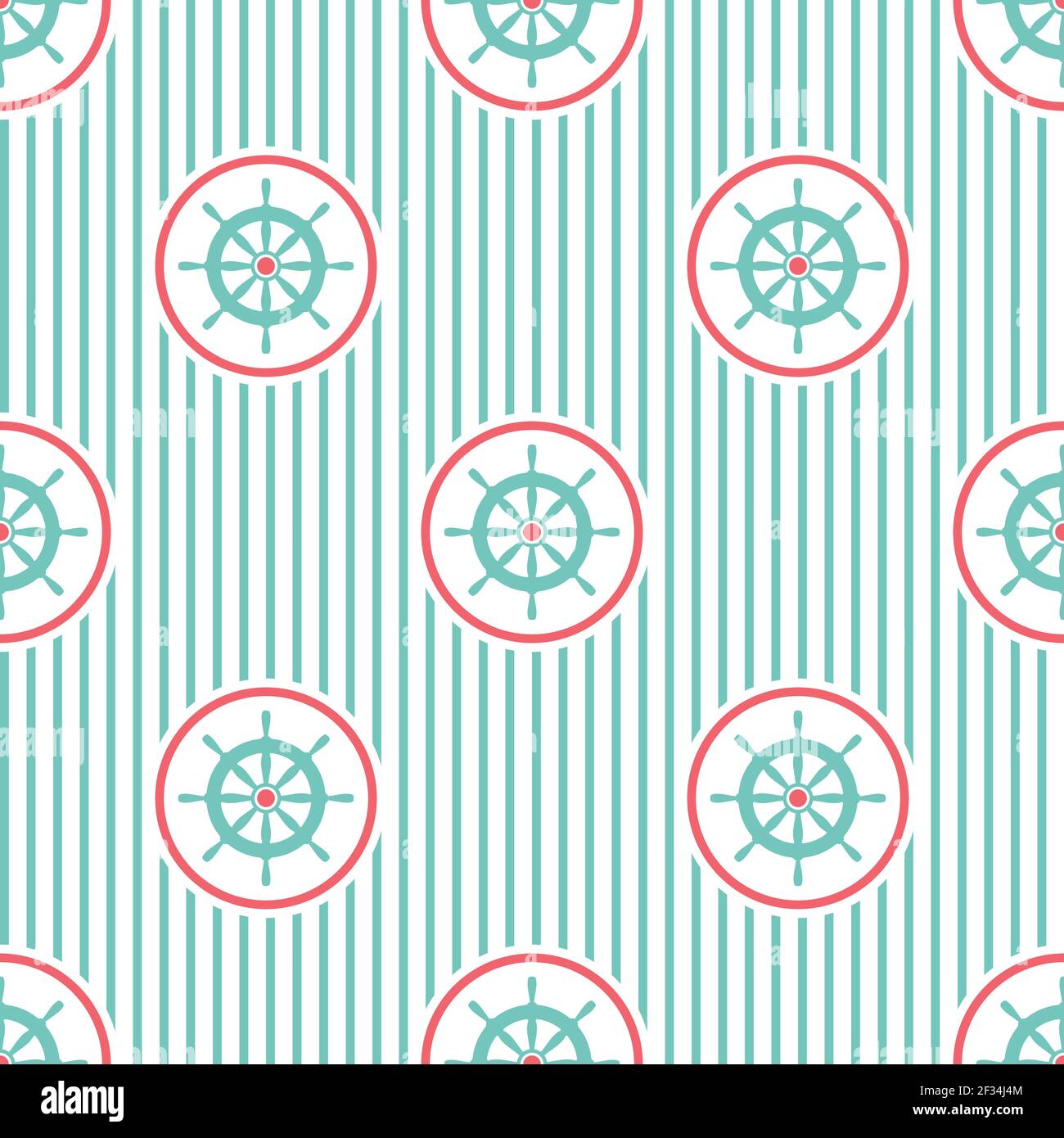 Motif à rayures sans coutures marines avec casque bleu sur blanc. Décoration de volant bateau et bateau. Arrière-plan marin avec barre. Vecteur d'été plat i Illustration de Vecteur