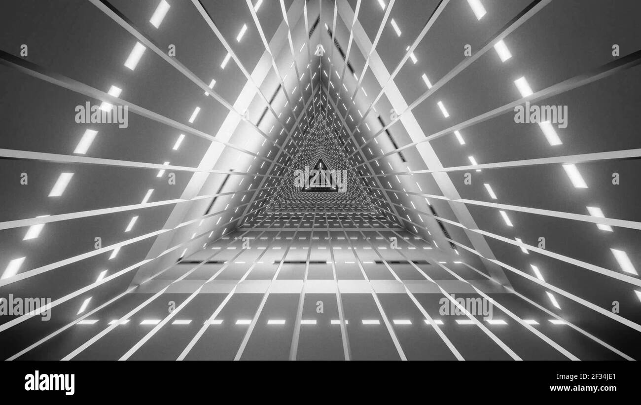 Illustration 3D de tunnel illuminé monochrome Banque D'Images