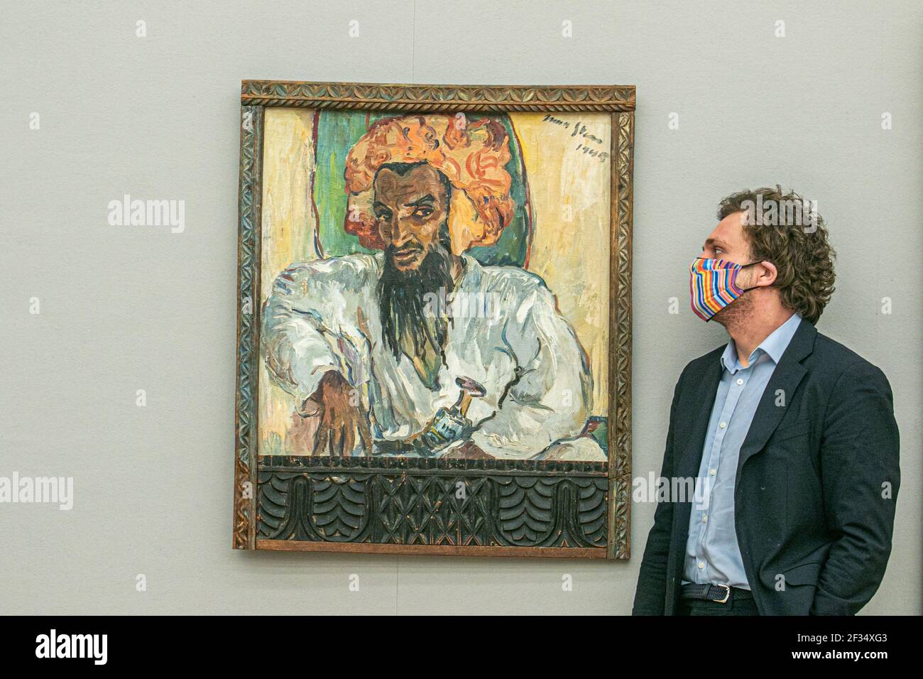 BONHAMS: NEW BOND STREET, LONDRES, ROYAUME-UNI 15 MARS 2021. Arabe avec Dagger par Irma Stern. Estimation: £700,000-1 000 000 l'appel photo pour l'art africain moderne et contemporain de Bonhams la vente elle-même aura lieu le mercredi 17 mars à Bonhams New Bond Street. Credit amer ghazzal/Alamy Live News Banque D'Images