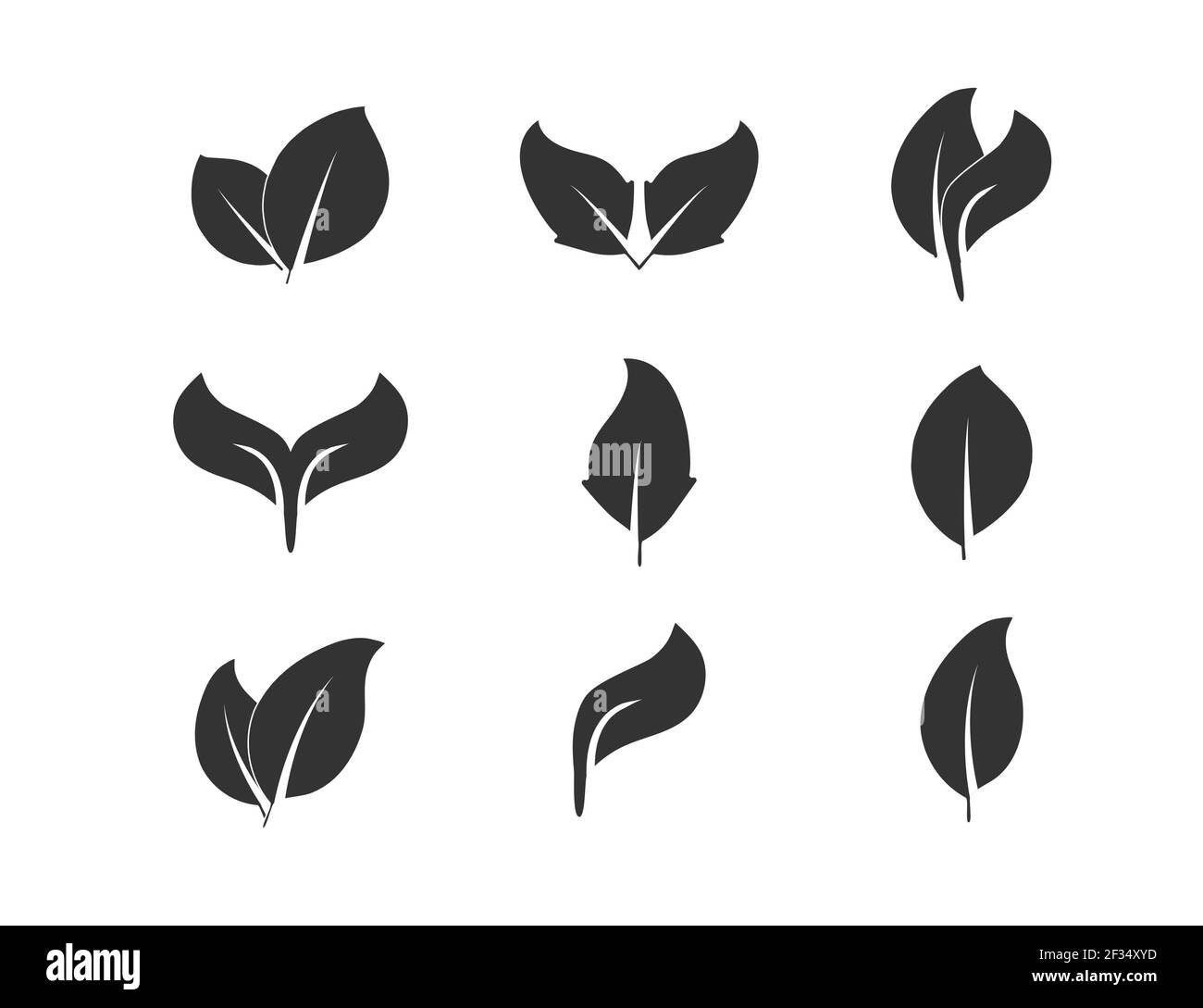 Illustration vectorielle. Jeu d'icônes de feuilles vertes et écologiques Illustration de Vecteur