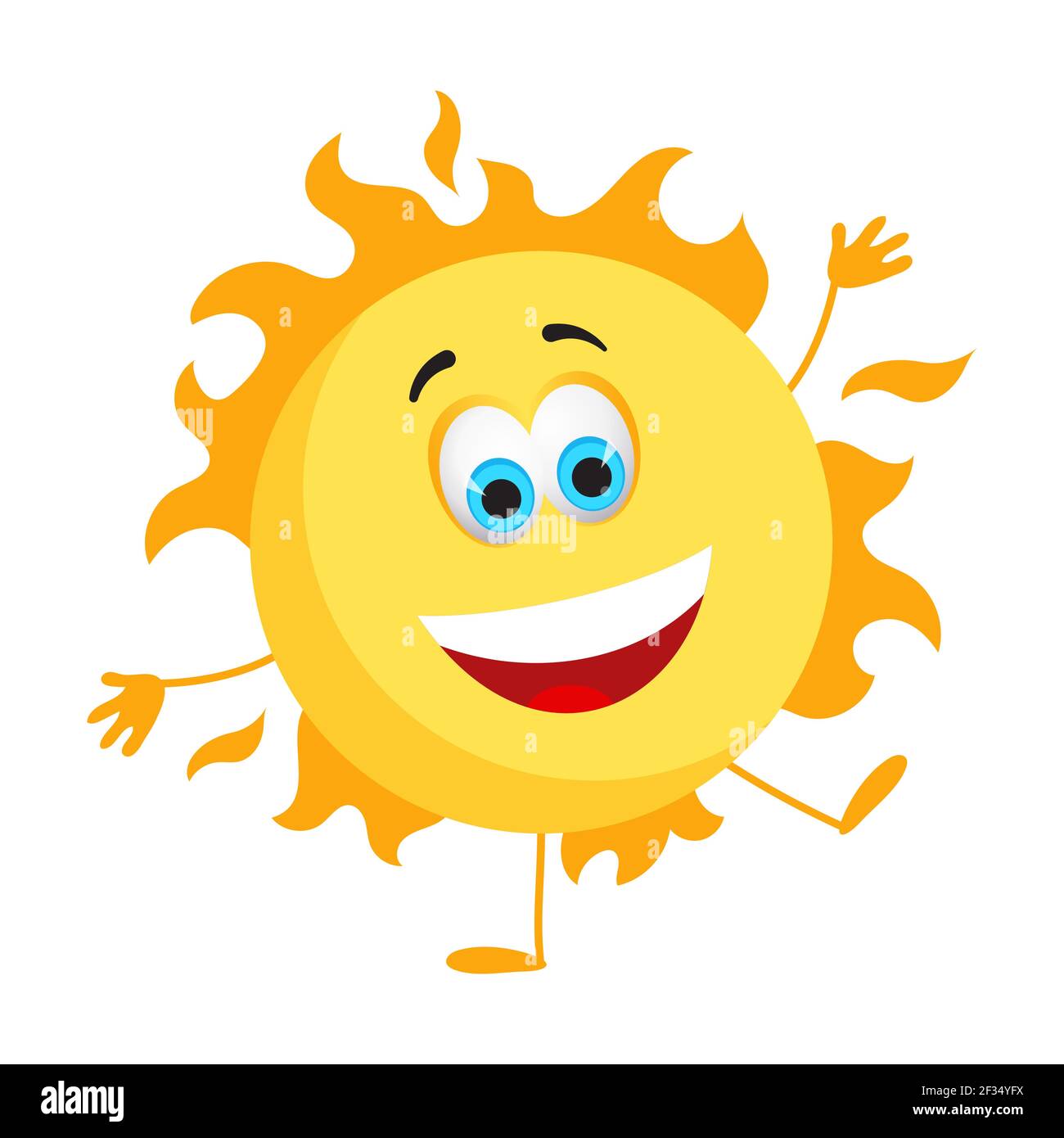 Drôle de soleil avec les yeux - Summer Things Collection. Personnages amusants de dessin animé, illustration vectorielle plate Illustration de Vecteur