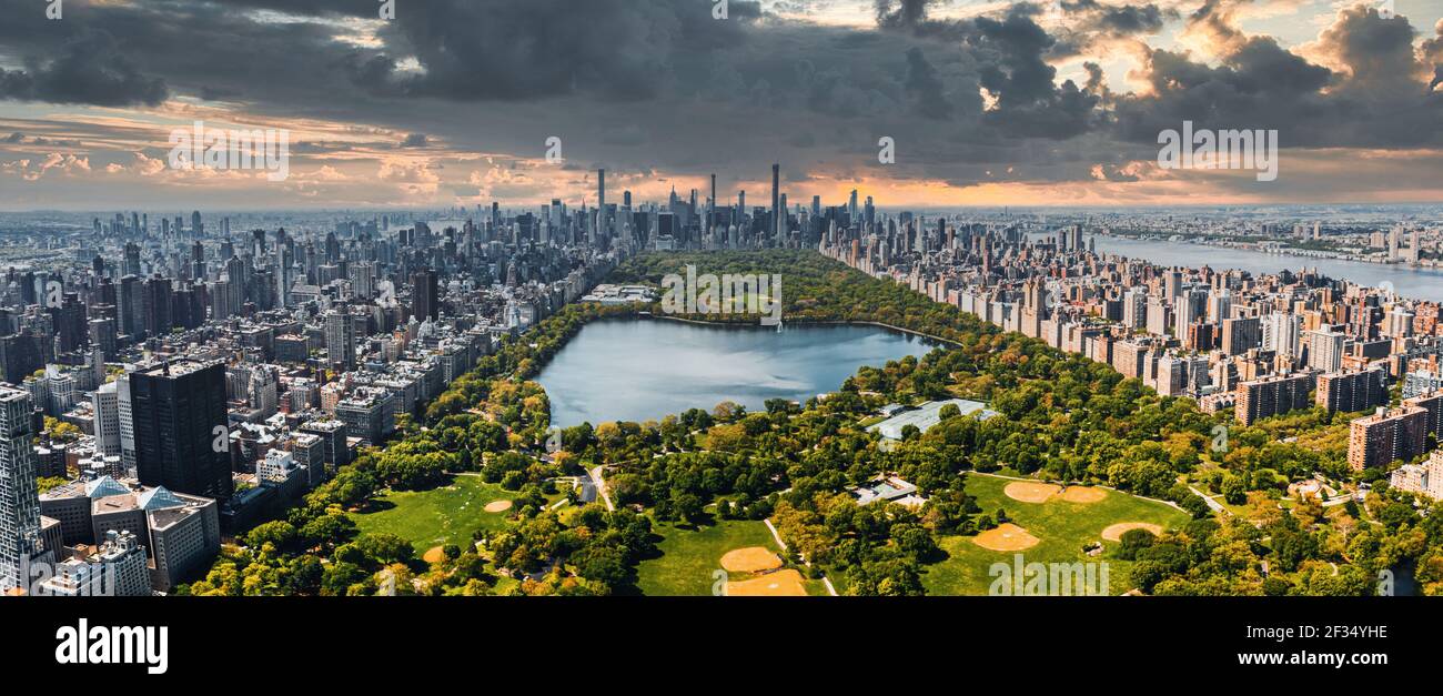 Vue aérienne de Central Park à Manhattan, New York. Banque D'Images