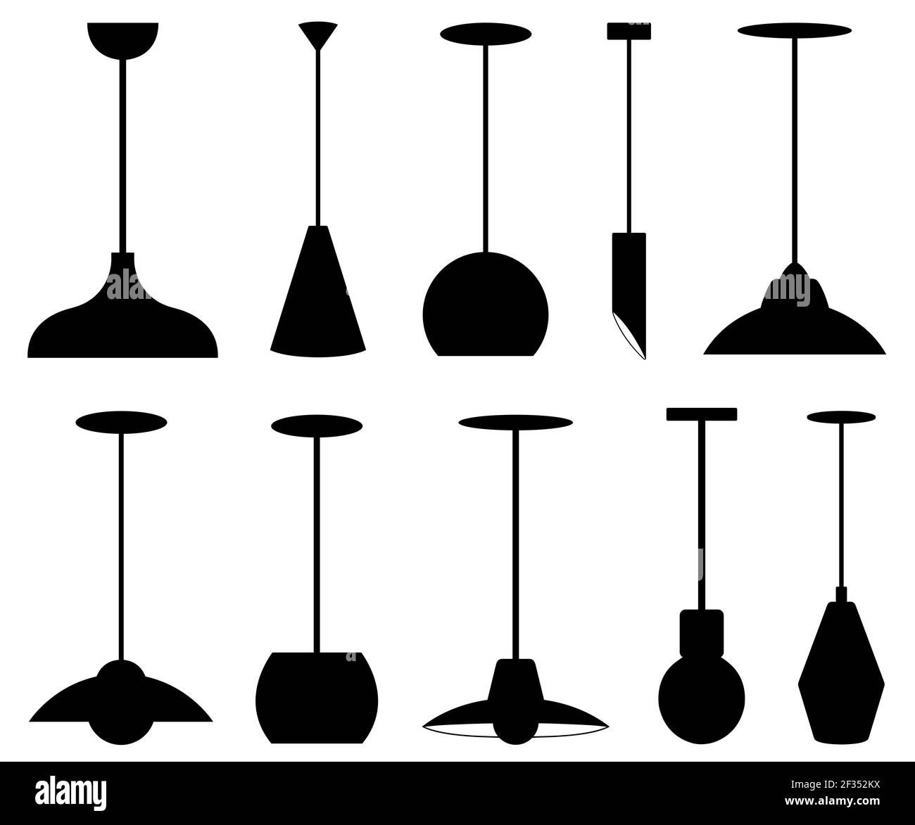 Ensemble de lampes pendants différents isolated on white Banque D'Images