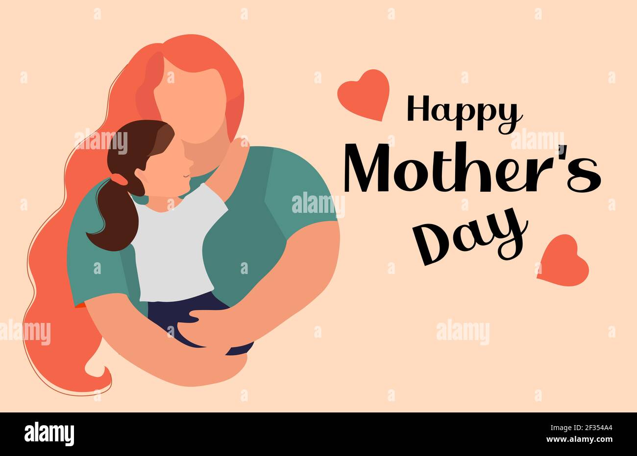 Bonne Journee Mere Enfant Fille Et Maman Calin Maman Et Fille Souriant Et Embrassant Mignon Petit Bebe Embrassant Sa Mere Illustration Vectorielle Image Vectorielle Stock Alamy