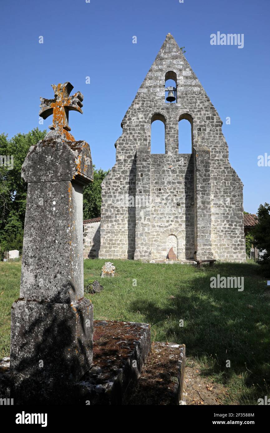 Brugnac (sud-ouest de la France) : Église de Verdegas Banque D'Images