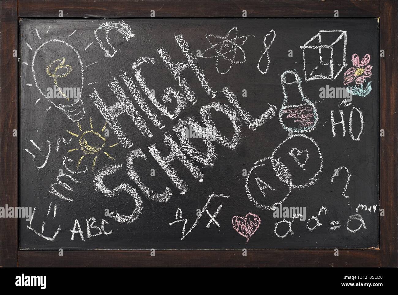 l'inscription sur le tableau noir de l'école, lycée Banque D'Images
