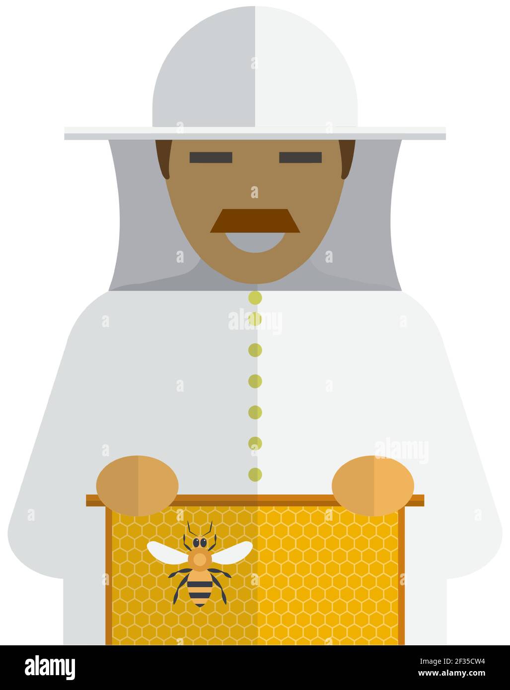 Éleveur de beekeeper en costume portrait vectoriel isolé sur blanc Illustration de Vecteur