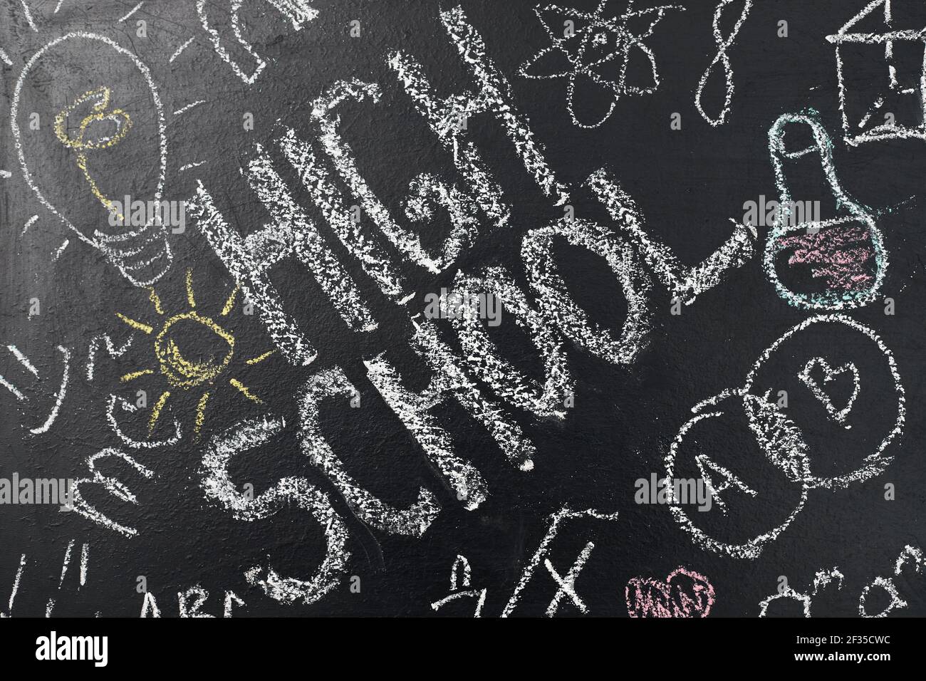 l'inscription sur le tableau noir de l'école, lycée Banque D'Images