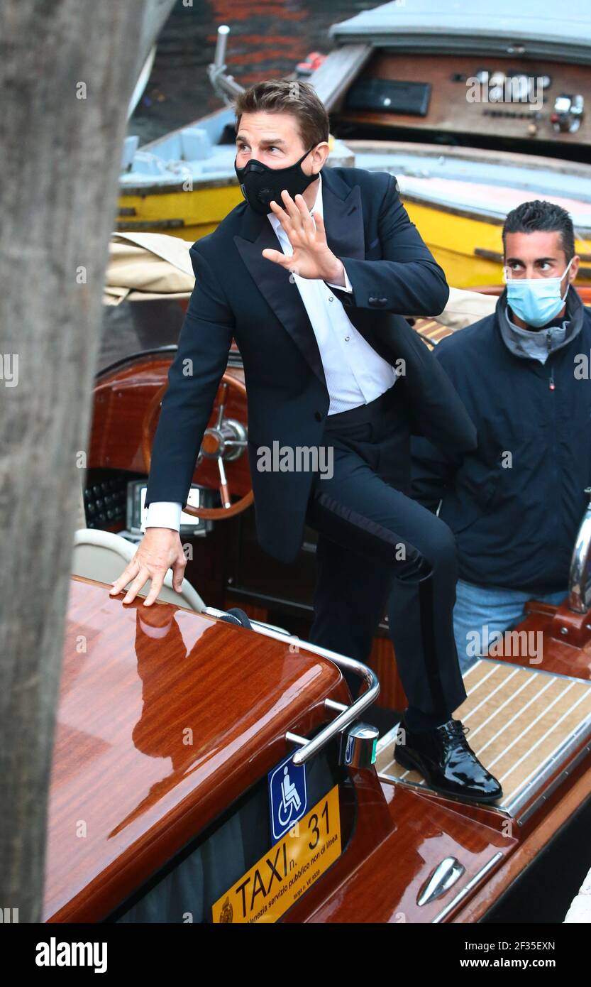 VENISE, ITALIE - DU 20 au 21 OCTOBRE : Tom Cruise sur le set de la 'Commission : impossible 7' les 20 et 21 octobre 2020 à Venise, Italie Banque D'Images