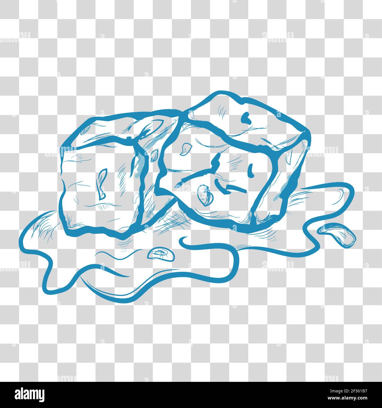 Vector simple Hand Draw Sketch, Melting Ice Cube, at transparent Effect Background Illustration de Vecteur