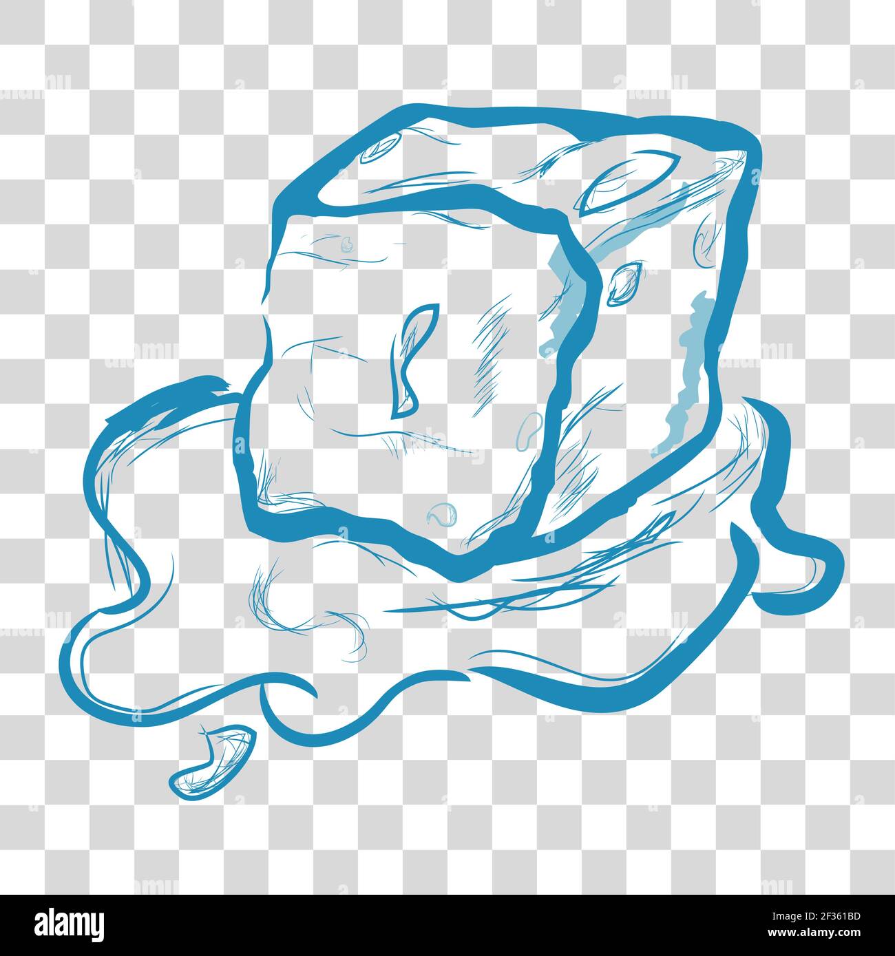 Vector simple Hand Draw Sketch, Melting Ice Cube, at transparent Effect Background Image