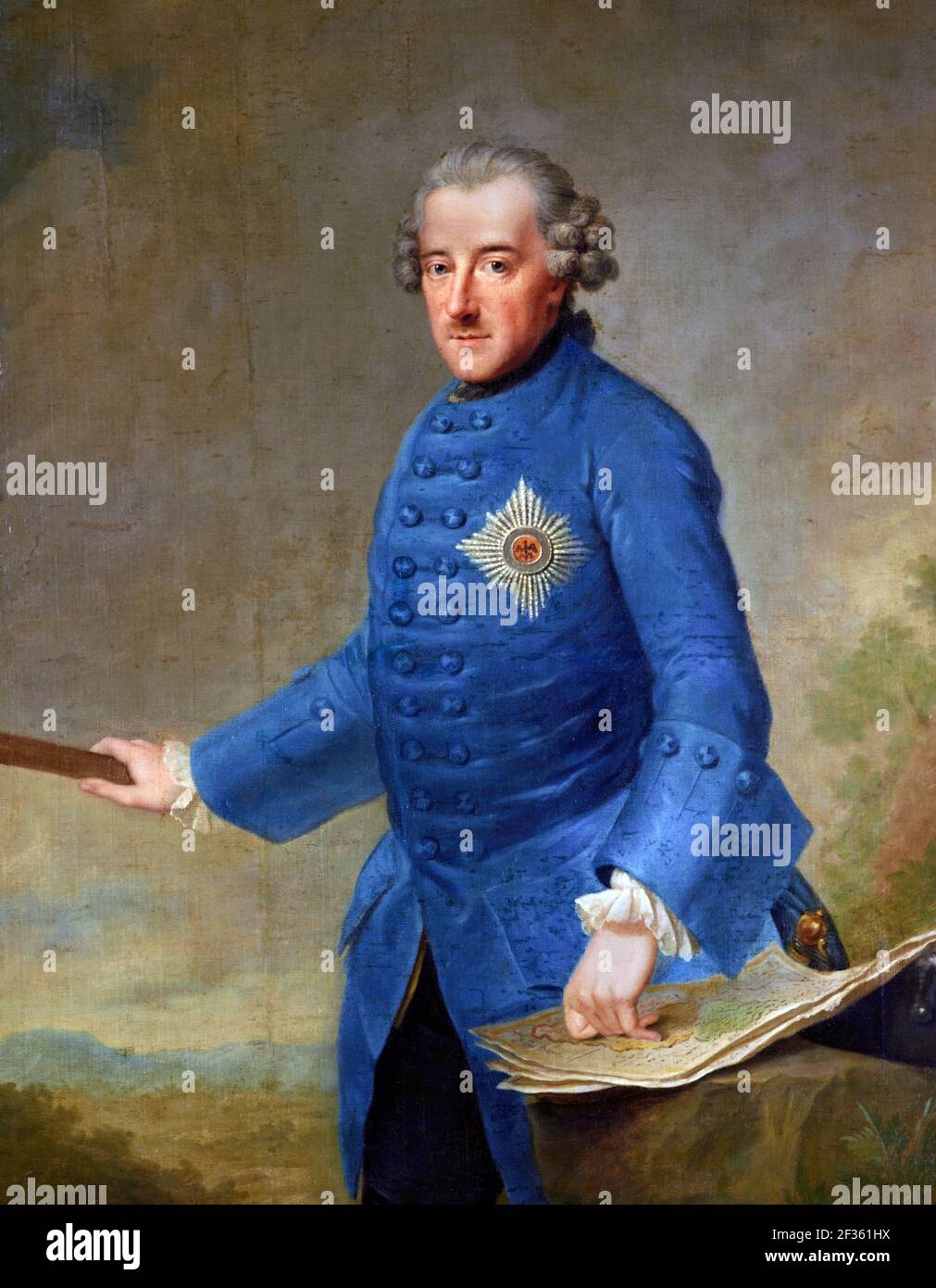 Frédéric le Grand. Portrait de Frédéric II de Prusse (1712-1786) par Johann Georg Ziesenis, huile sur toile, 1763. Frédéric II fut roi de Prusse de 1740 jusqu'à sa mort en 1786. Ce portrait a été peint à la fin de la guerre de sept ans. Banque D'Images
