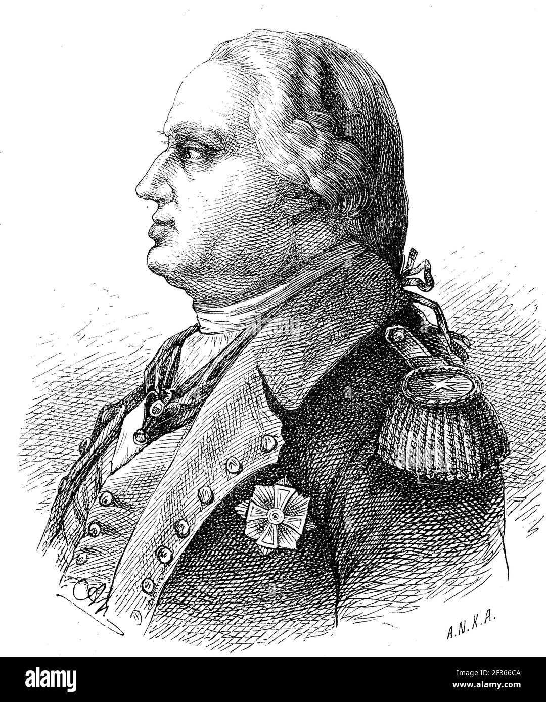 Friedrich Wilhelm Ludolf Gerhard Augustin von Steuben, baron Steuben, 17 septembre 1730 - 28 novembre 1794, était un officier prussien et général des États-Unis. Il réorganise l'Armée continentale dans la guerre d'indépendance américaine / Friedrich Wilhelm Ludolf Gerhard Augustin von Steuben, Baron Steuben, 17. Du 1730 au 28 septembre. Novembre 1794, guerre de preußischer Offizier und US-amerikanischer General. Er reorganizierte die Kontinentalarmee im Amerikanischen Unabhängigkeitskrieg, Historisch, historique, numérique amélioration de la reproduction d'un original du 19ème siècle / digitale Reproduktion einer Orig Banque D'Images