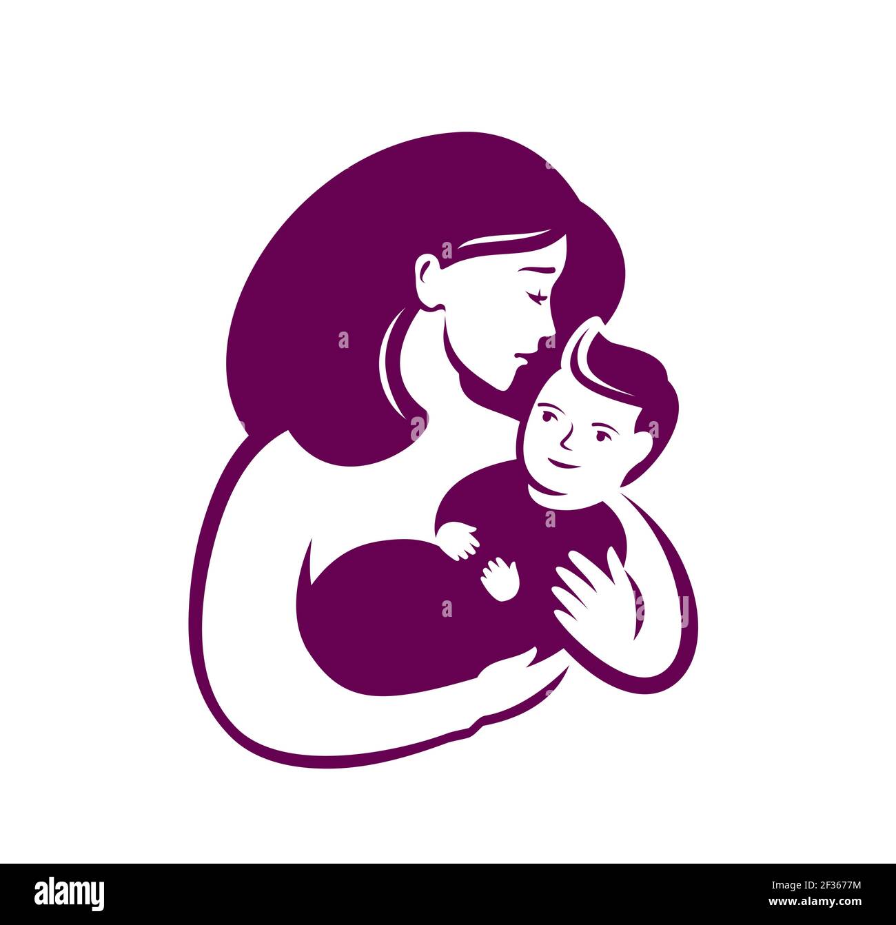 Maman câlins symbole bébé. Illustration vectorielle du logo de la maternité Illustration de Vecteur