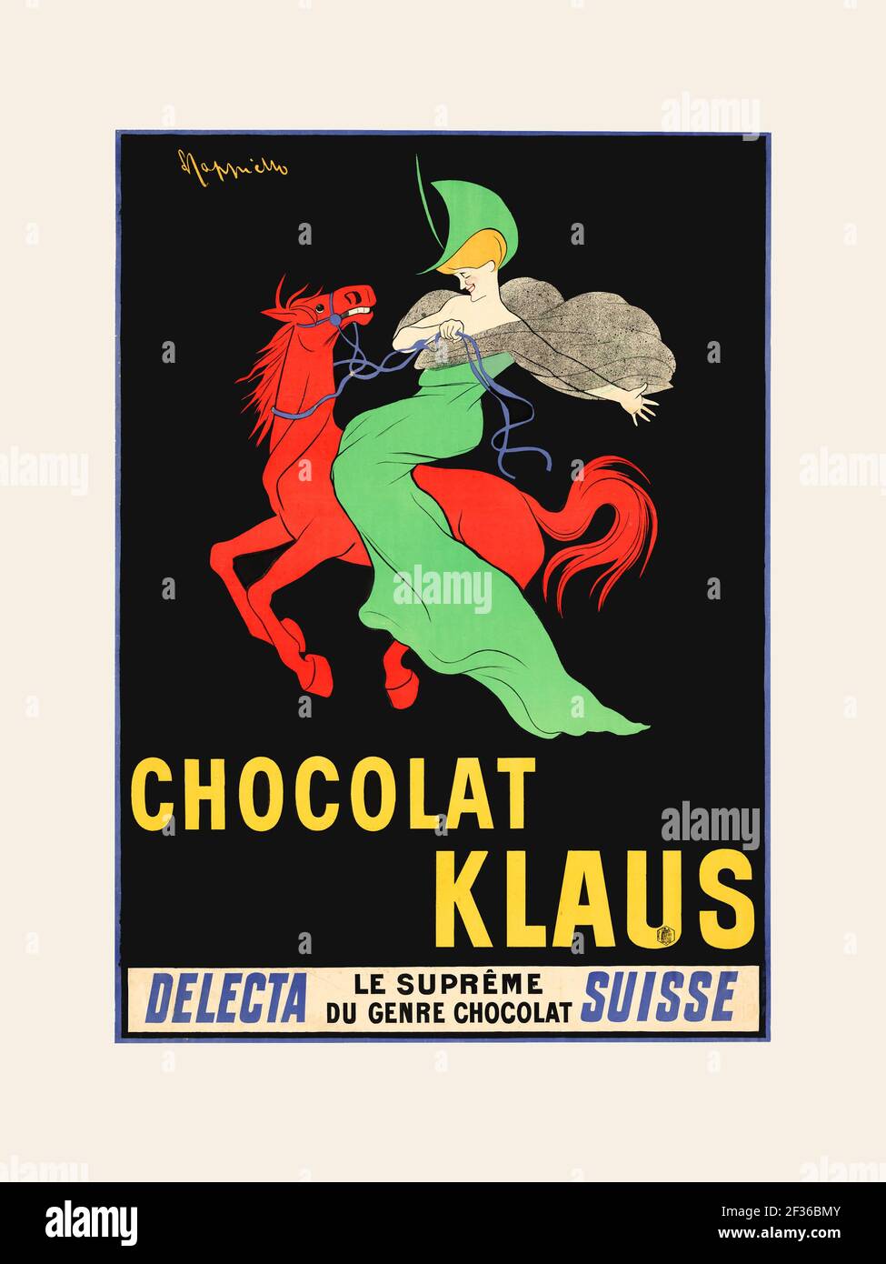 Poster Leonetto Cappiello, chocolat Klaus 18x24 pouces, prêt à encadrer avec "intégré" passe-temps Banque D'Images