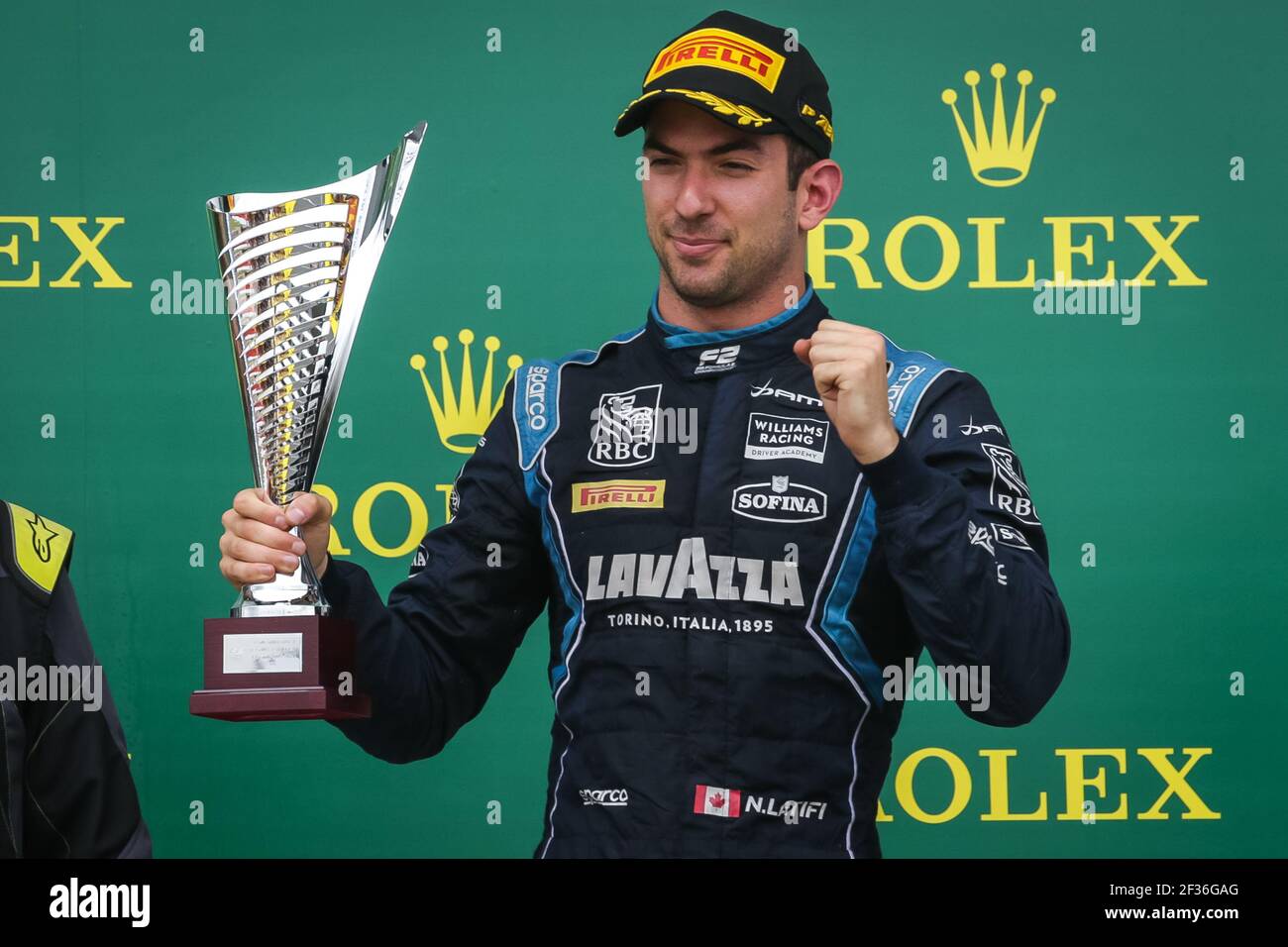 LATIFI Nicholas, barrages, portrait, portrait, podium pendant le championnat 2019 de Formule 2 de la FIA, Angleterre du 11 au 14 juillet, à Silverstone, Grande-Bretagne - photo Sebastiaan Rozendaal / DPPI Banque D'Images