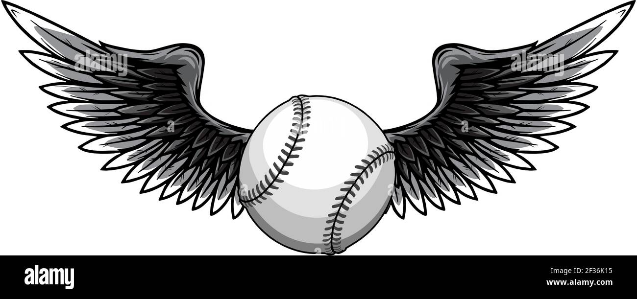 Illustration de vecteur monochromatique de balle de baseball avec ailes Illustration de Vecteur