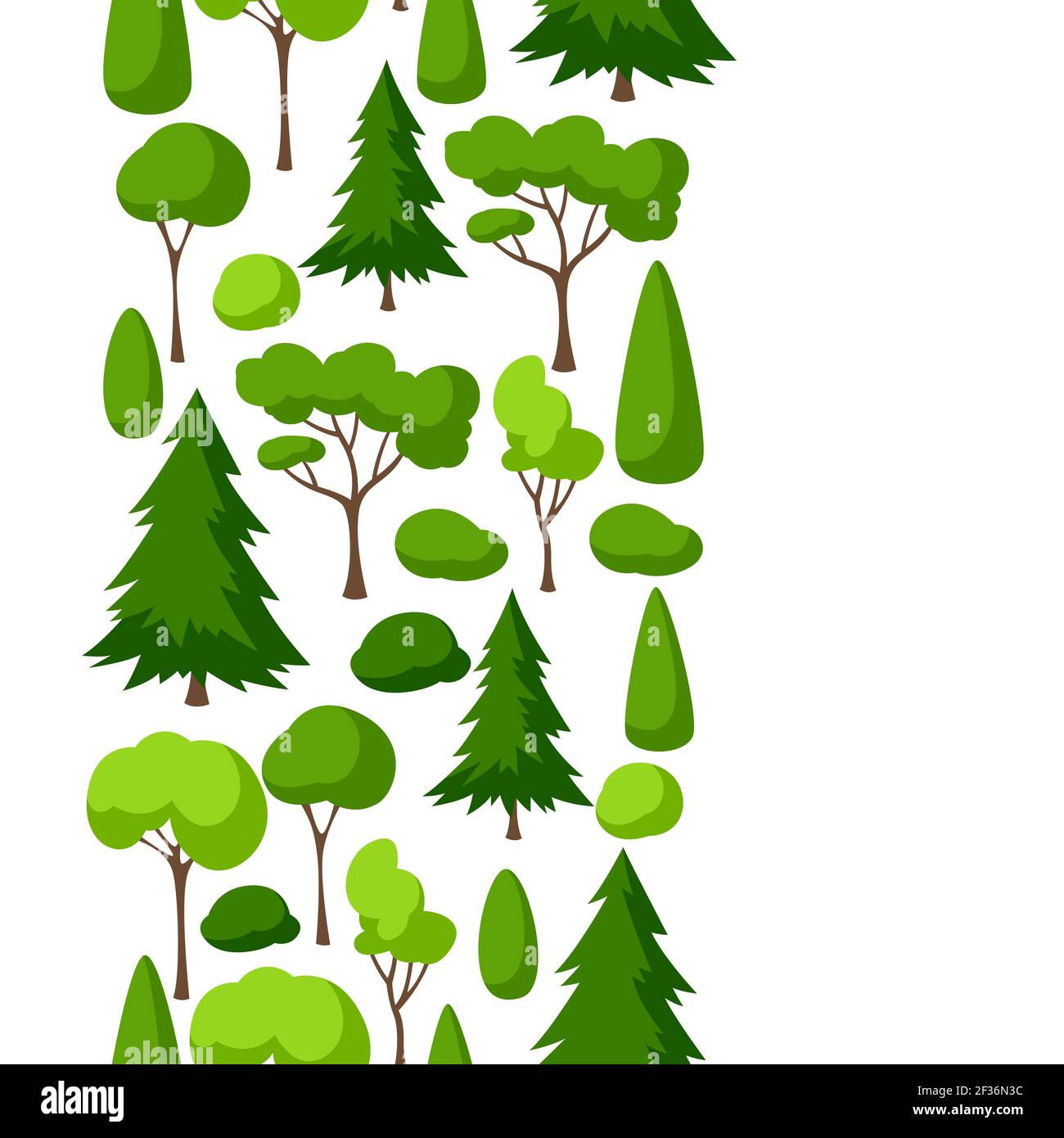 Motif sans couture avec arbres, spruces et buissons. Illustration de Vecteur