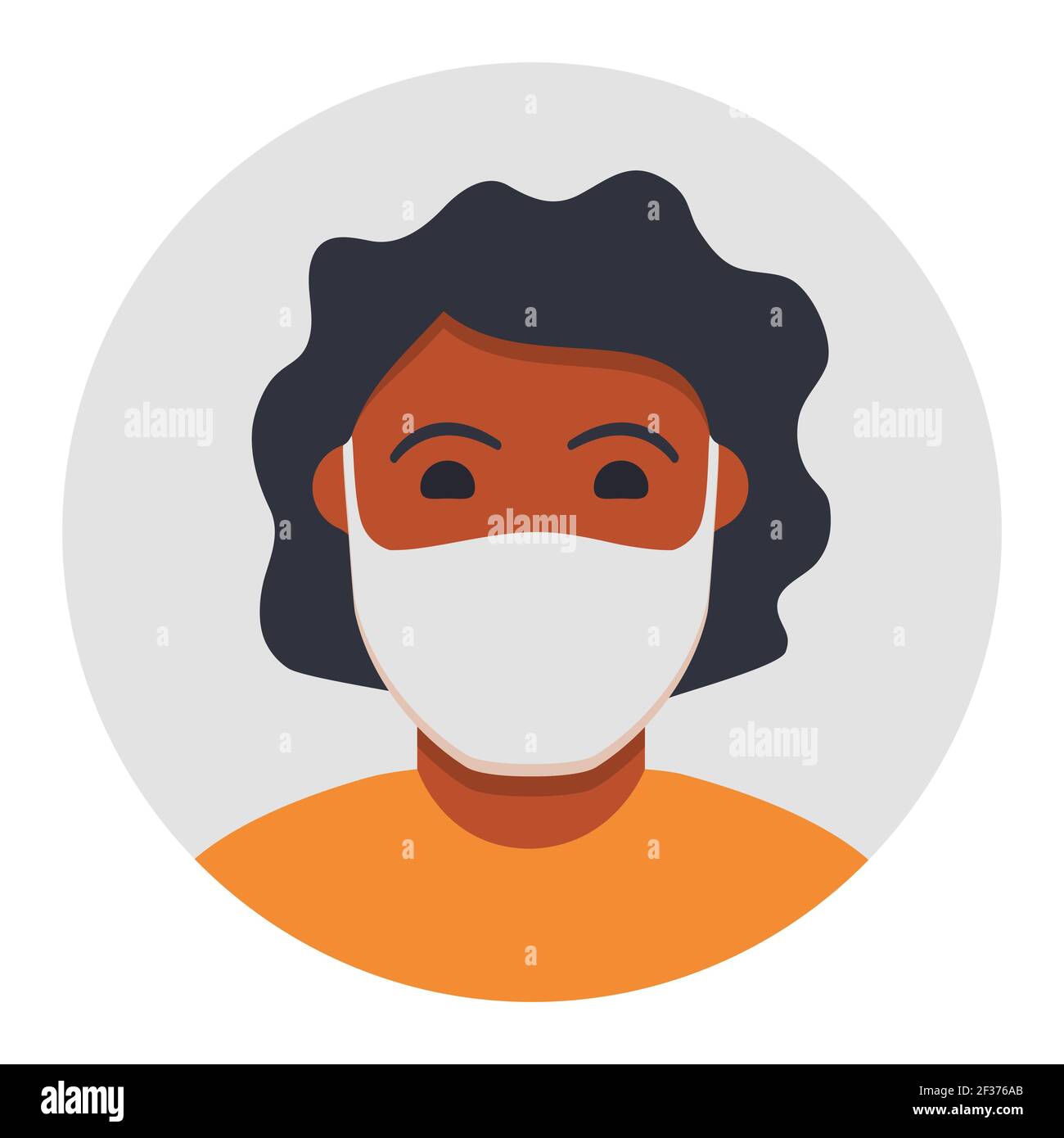 Icône d'avatar de type afro-américain. Protection contre le coronavirus.Vector Flat. Illustration de Vecteur