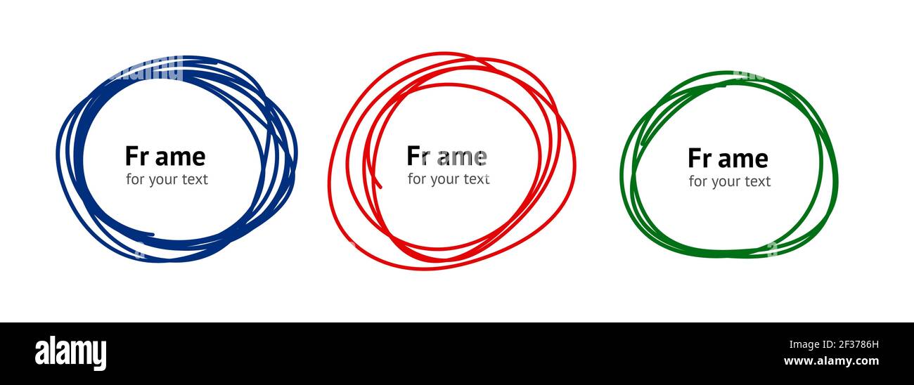 Ensemble de cadres de cercle à tracer à la main. Modèle de ligne ronde vectorielle Illustration de Vecteur