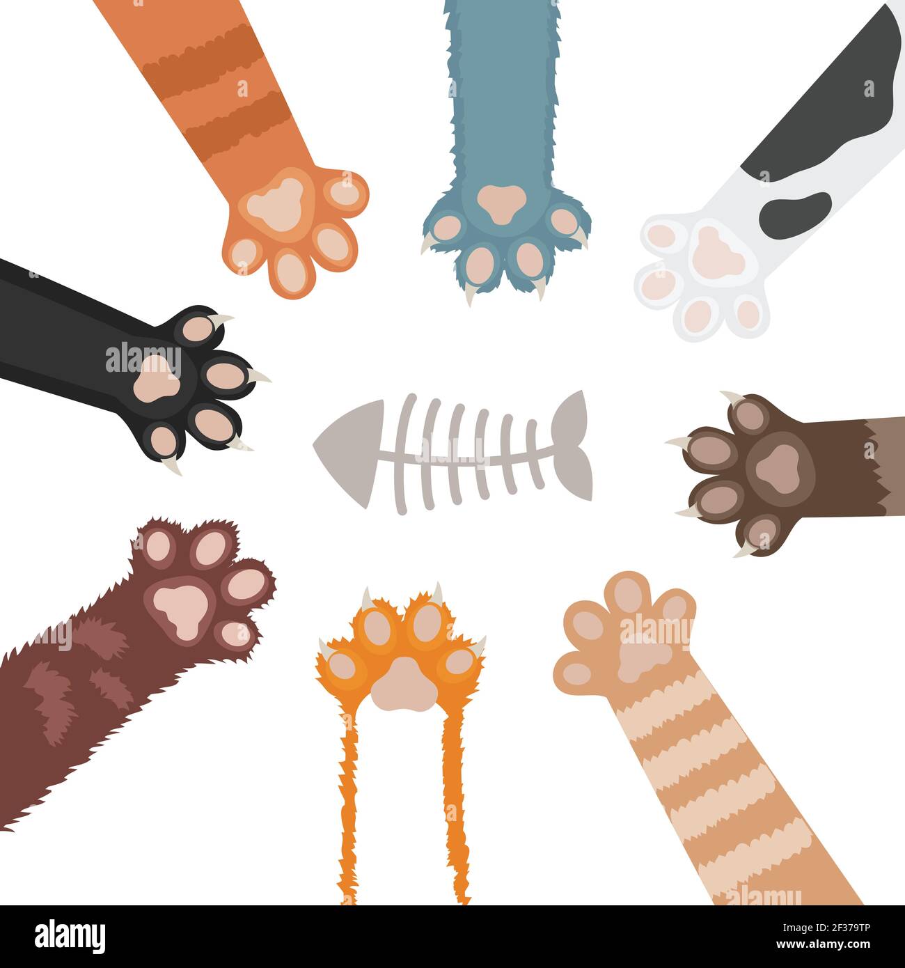 Ensemble d'illustrations vectorielles de la bande dessinée CATS Paw. Pied d'animal domestique Illustration de Vecteur