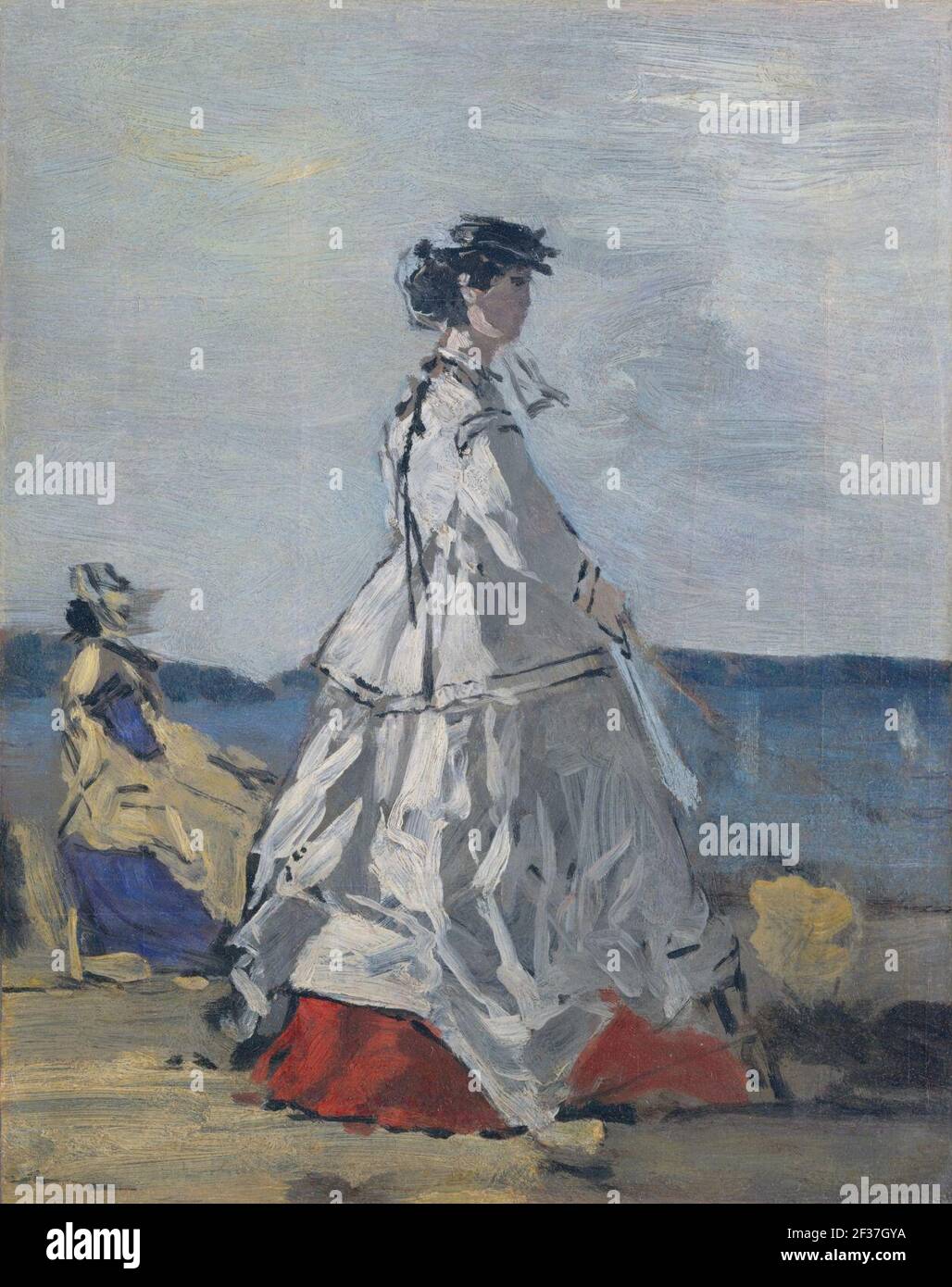 Eugène Boudin - la princesse Pauline de Metternich sur la plage. Banque D'Images