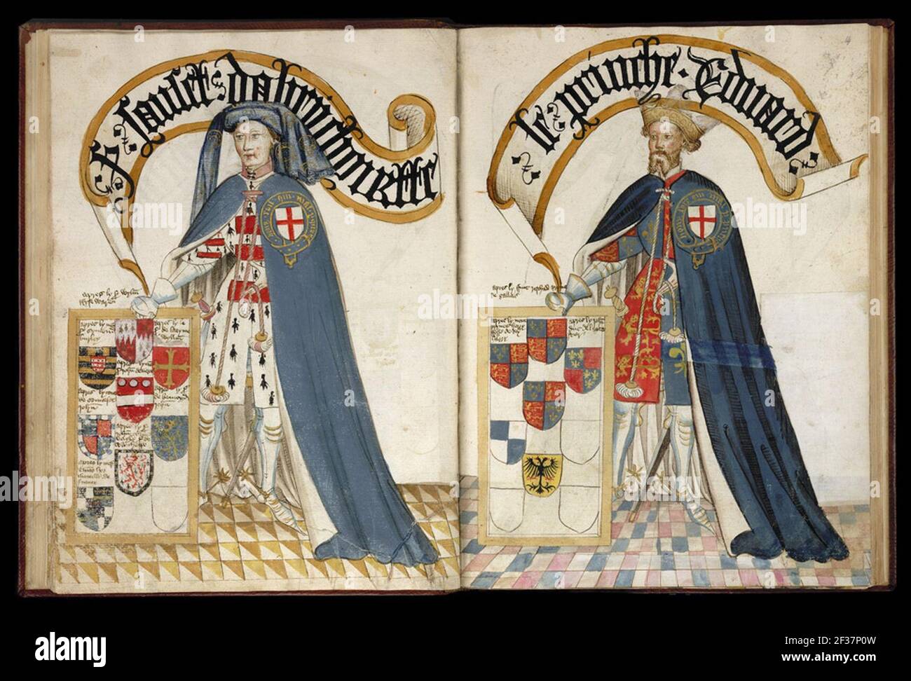 Prince Edward de Woodstock dans le livre Garter 1435. Banque D'Images