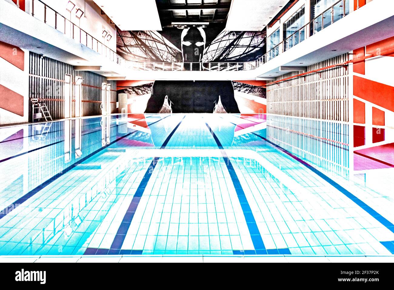 Dessin photo de la piscine de la salle de gym Banque D'Images