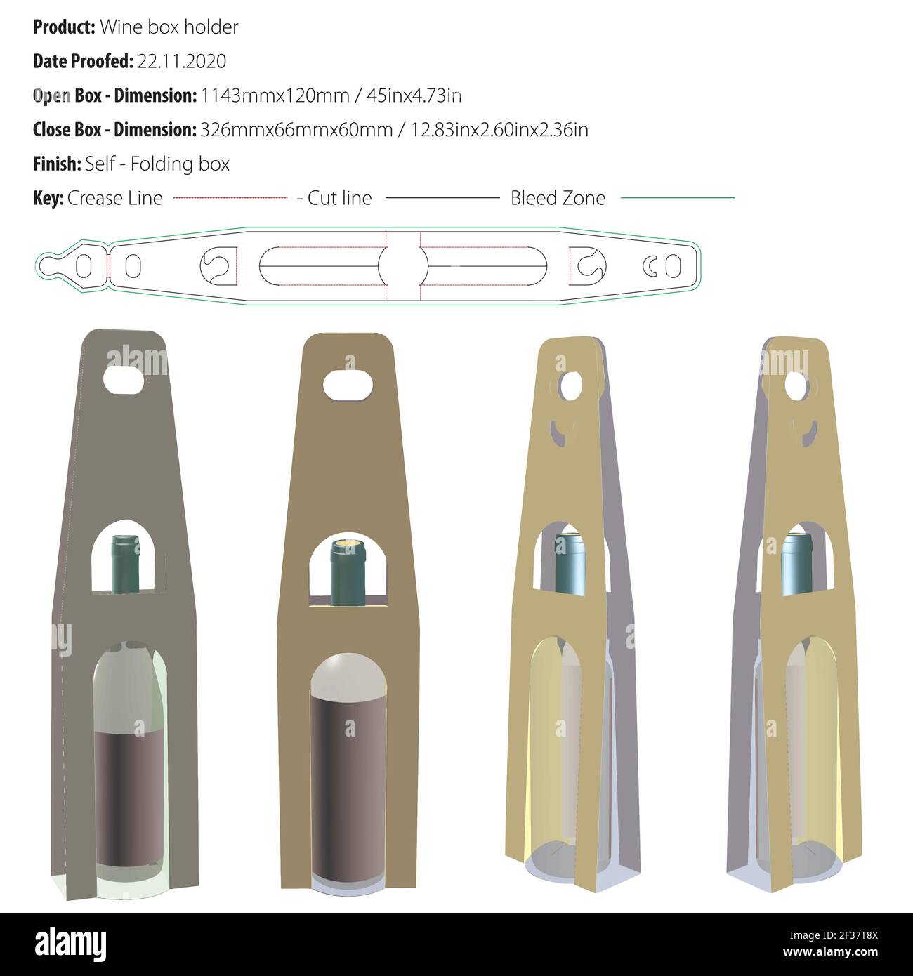 Boîte exclusive pour un porte-vin modèle d'emballage selflock découpe - vecteur Illustration de Vecteur
