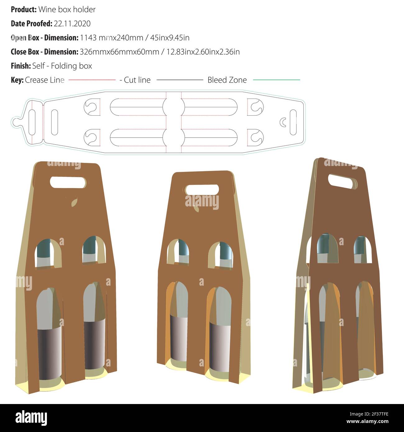Boîte exclusive pour deux porte-vins emballage design modèle selflock découpe - vecteur Illustration de Vecteur