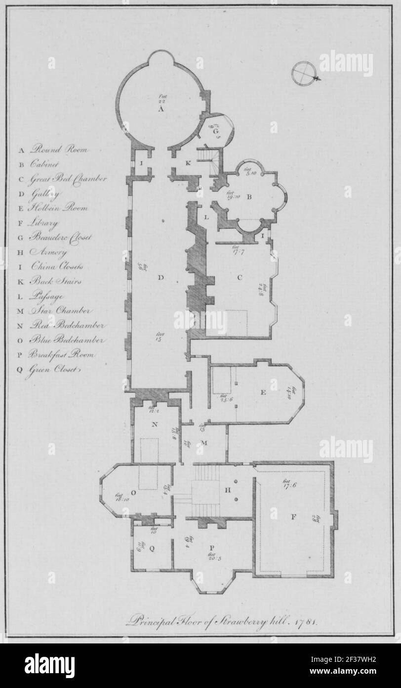 Étage principal de Strawberry Hill 1781. Banque D'Images